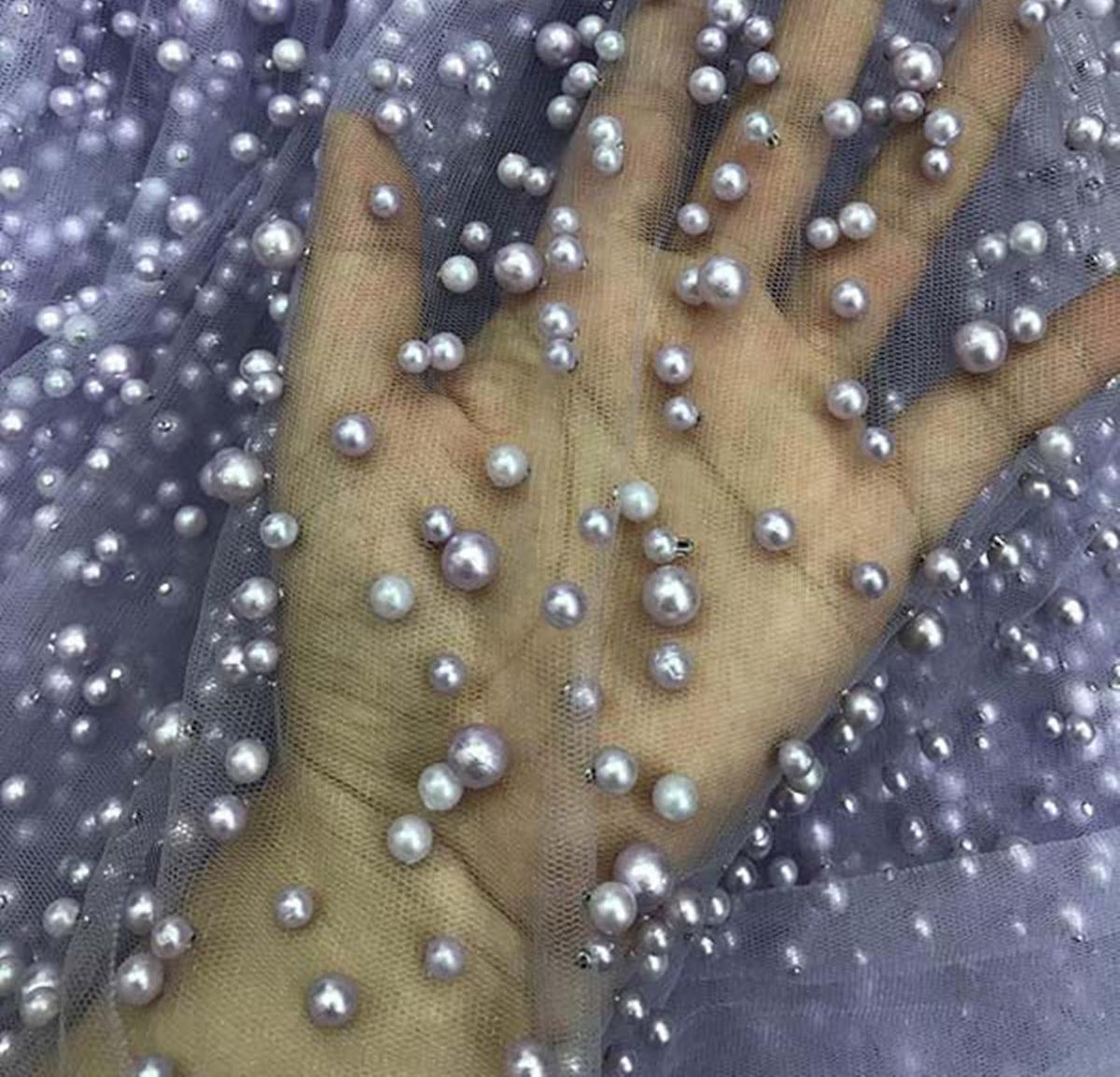 Unthony - Off Shoulder Beaded Purple Long Prom Dress with High Slit