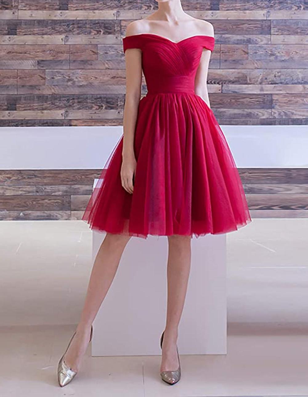 Unthony - Off the Shoulder Purple Short Prom Dress