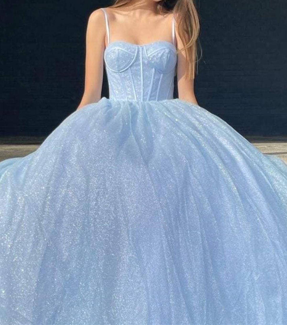 Unthony - Shiny Tulle Open Back Pink/Lilac/Blue Long Prom Dress