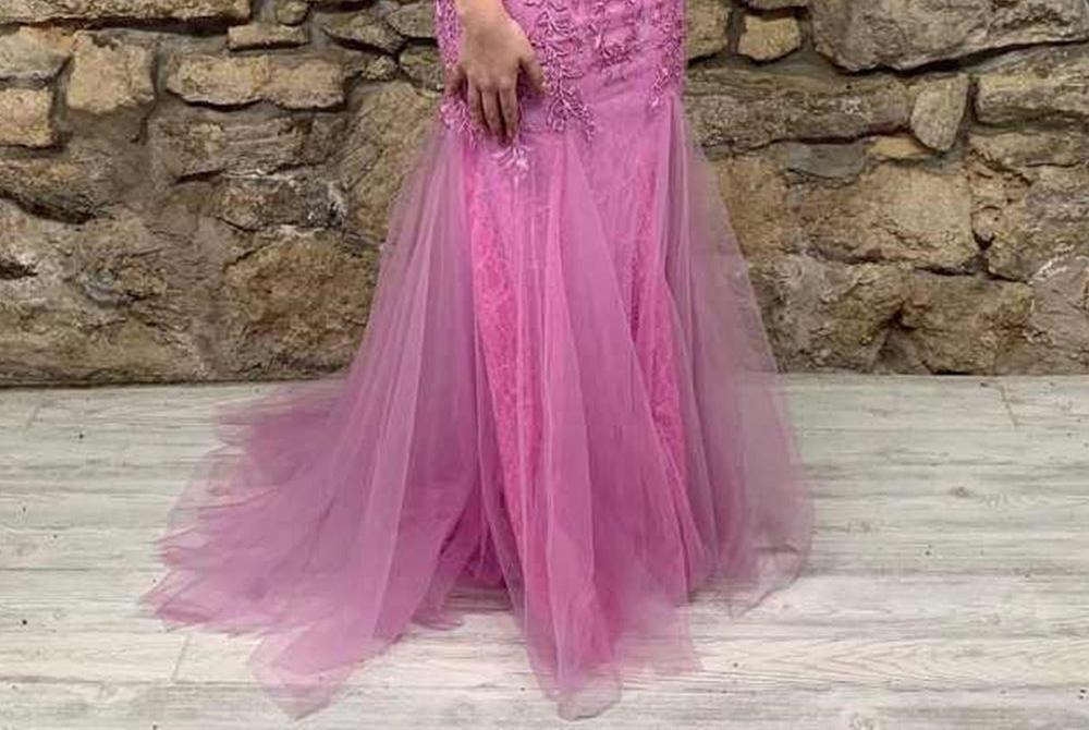 Unthony - Mermaid Backless Purple Lace Long Prom Dress