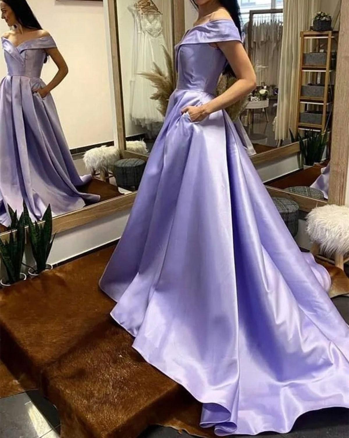 Unthony - Off Shoulder Royal Blue/Purple/White Long Prom Dress