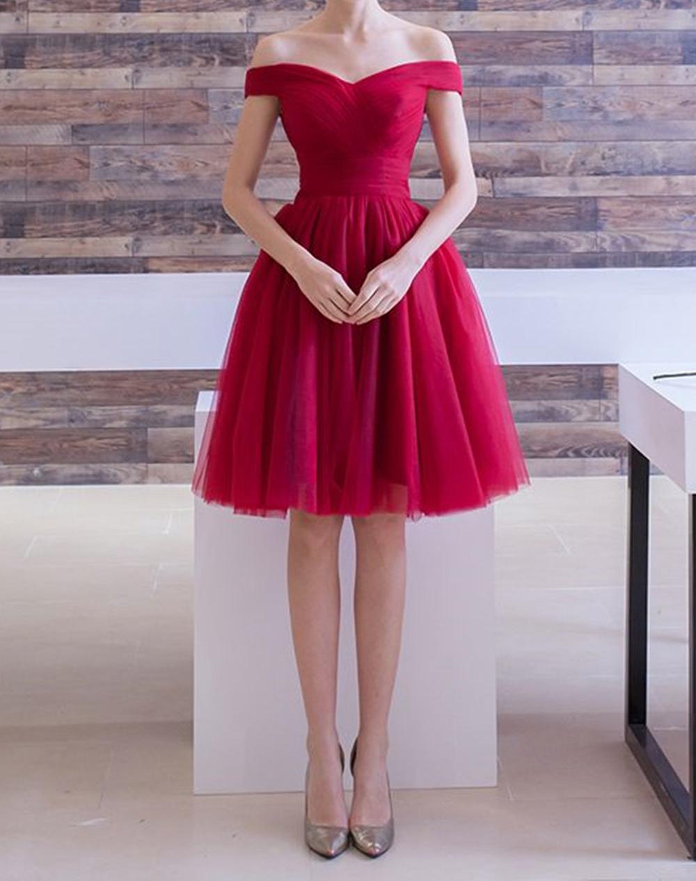 Unthony - Off the Shoulder Purple Short Prom Dress