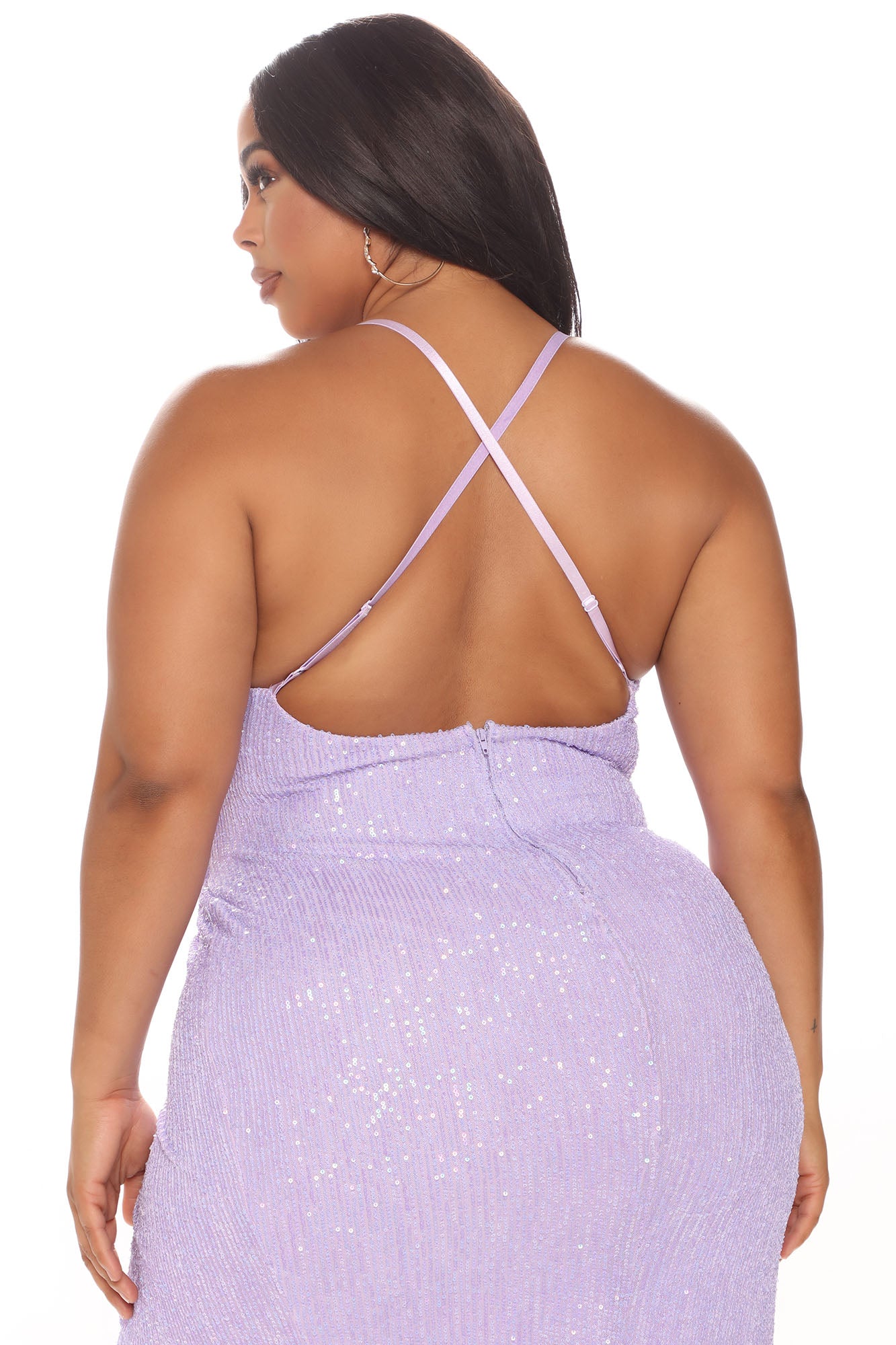 Champagne Taste Sequin Midi Dress - Lavender