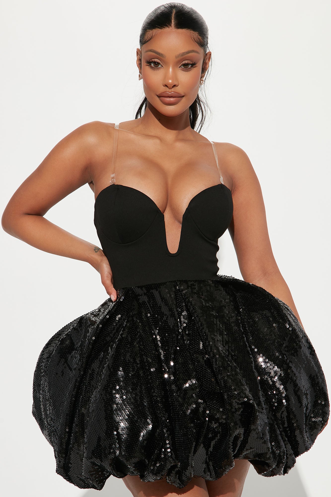 Always Yours Sequin Mini Dress - Black