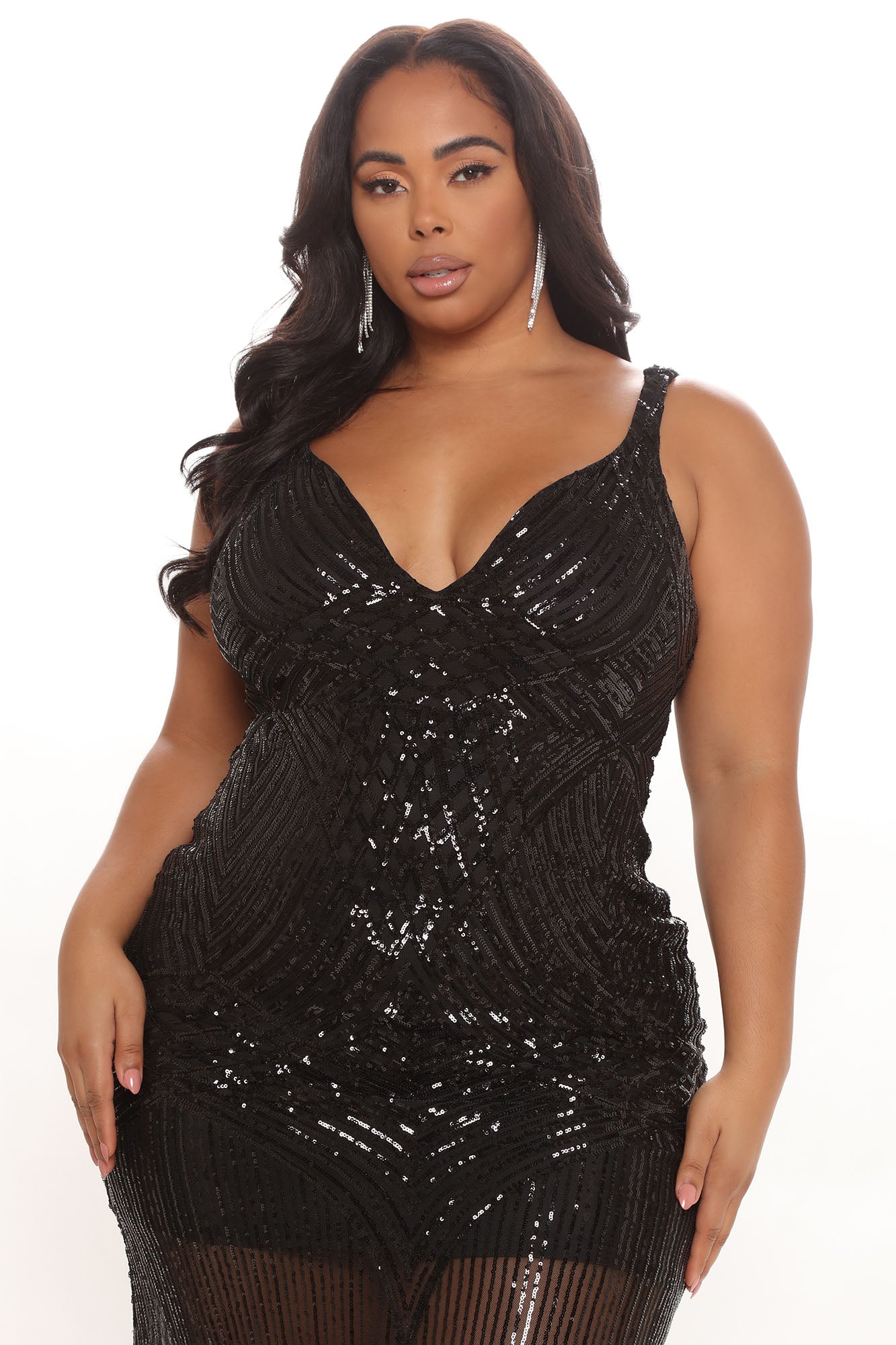 Celebrity Sequin Maxi Dress - Black