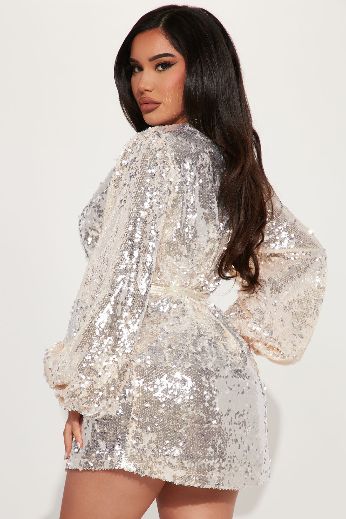 All Shine On Me Sequin Mini Dress - Taupe