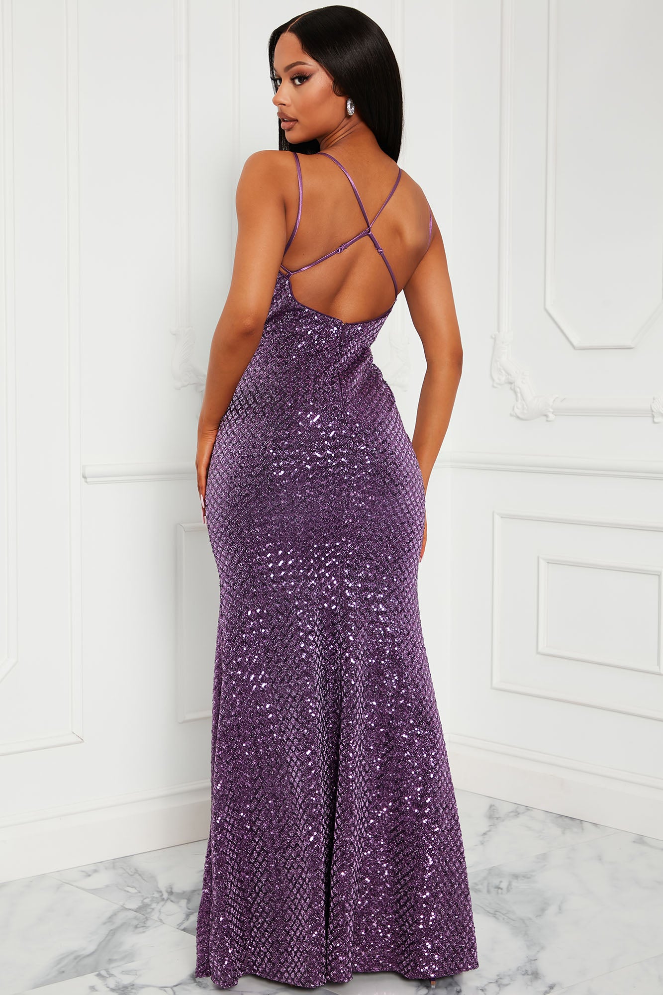 Chantal Sequin Maxi Dress - Purple