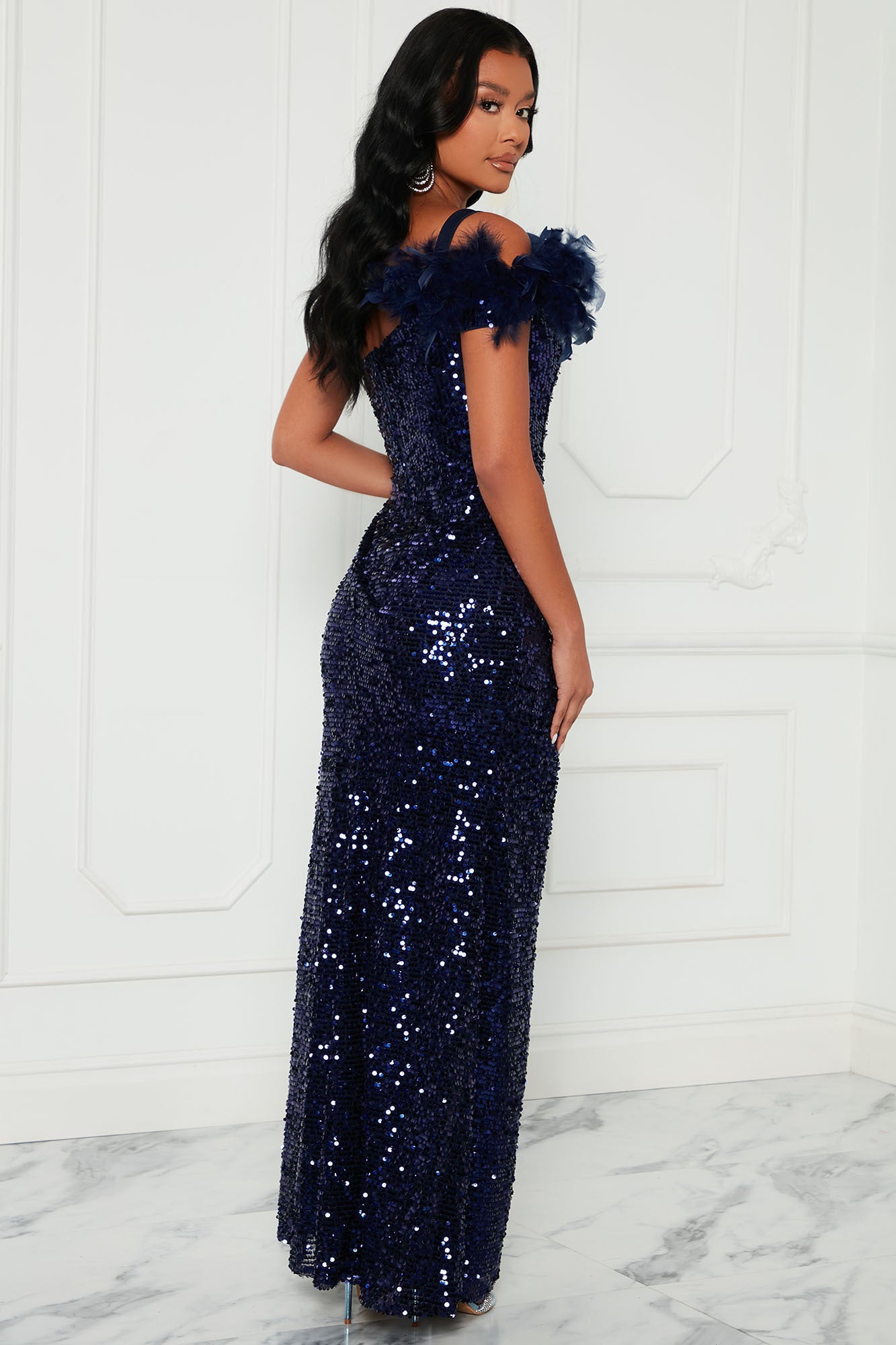 Best Nights Sequin Maxi Dress - Navy