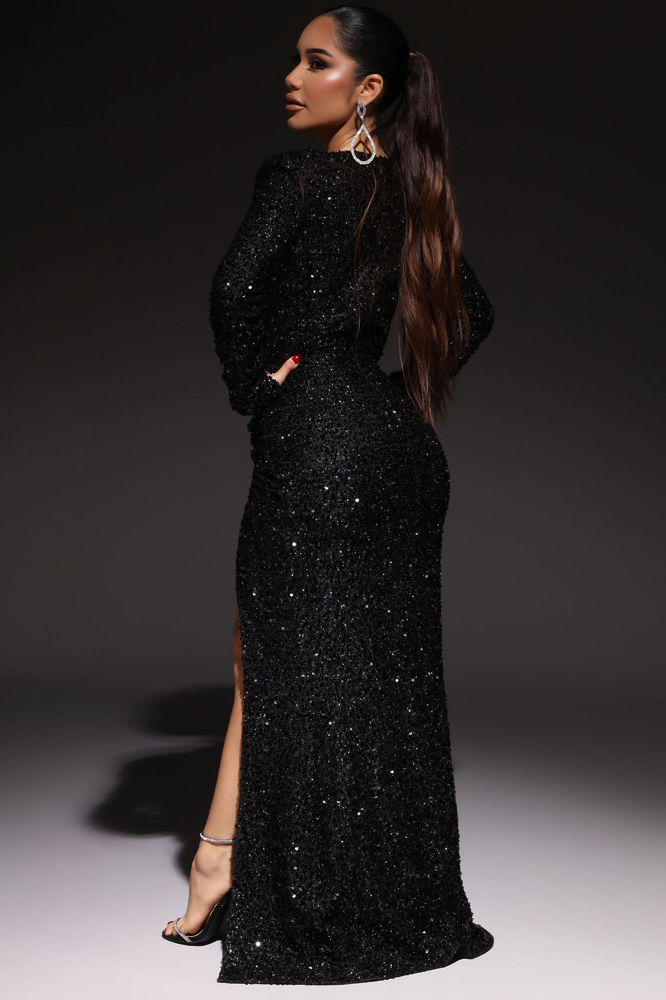 Bianca Sequin Maxi Dress - Black