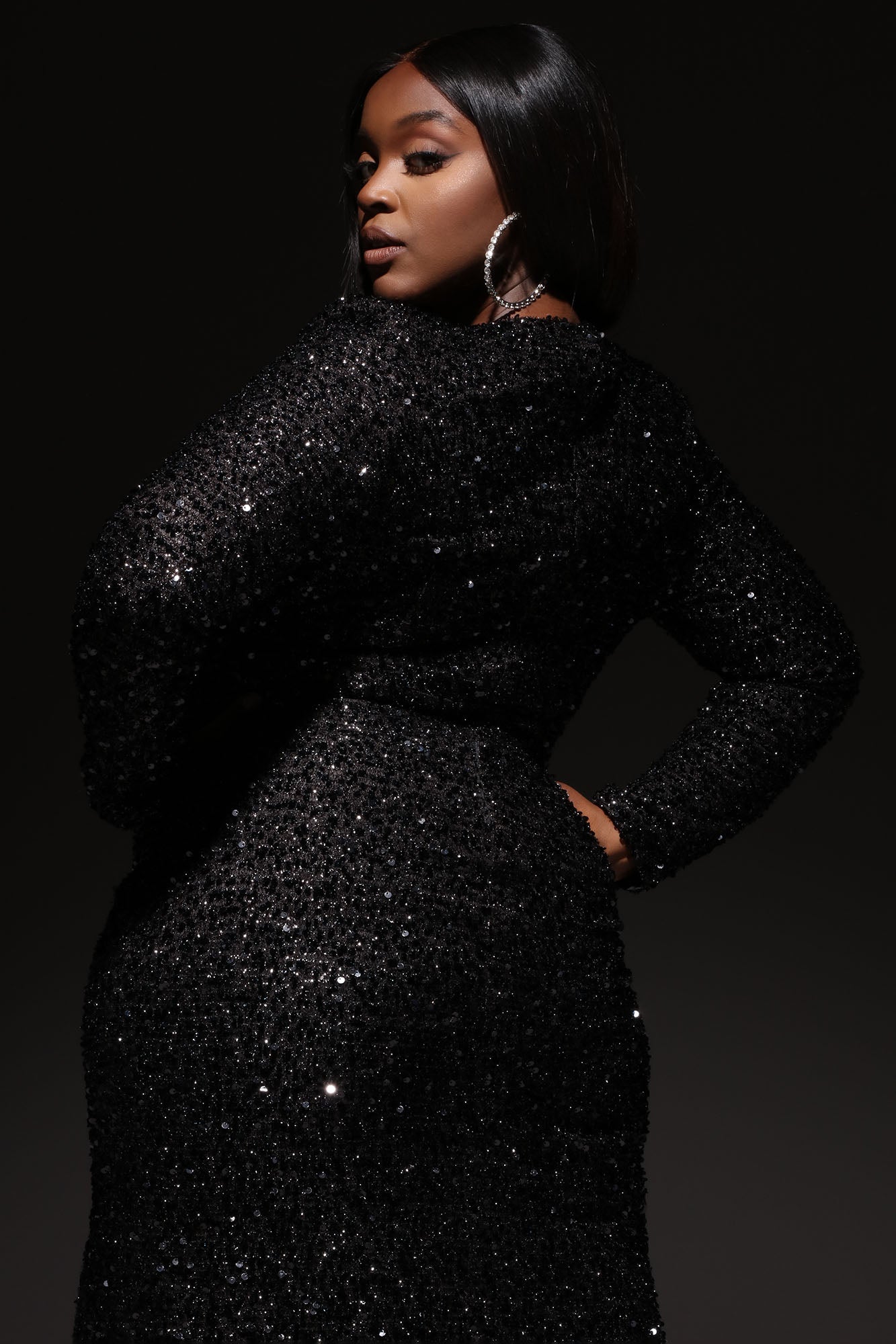 Bianca Sequin Maxi Dress - Black