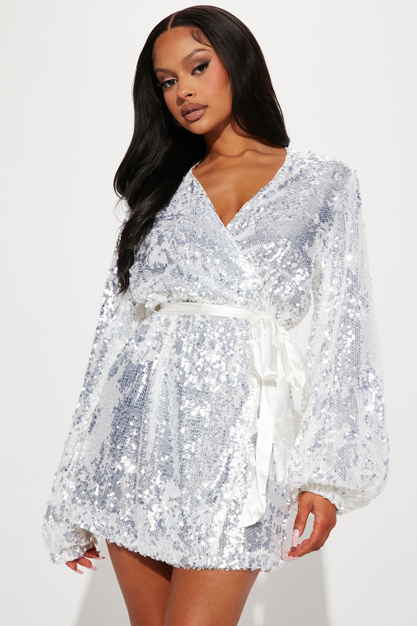 All Shine On Me Sequin Mini Dress - White