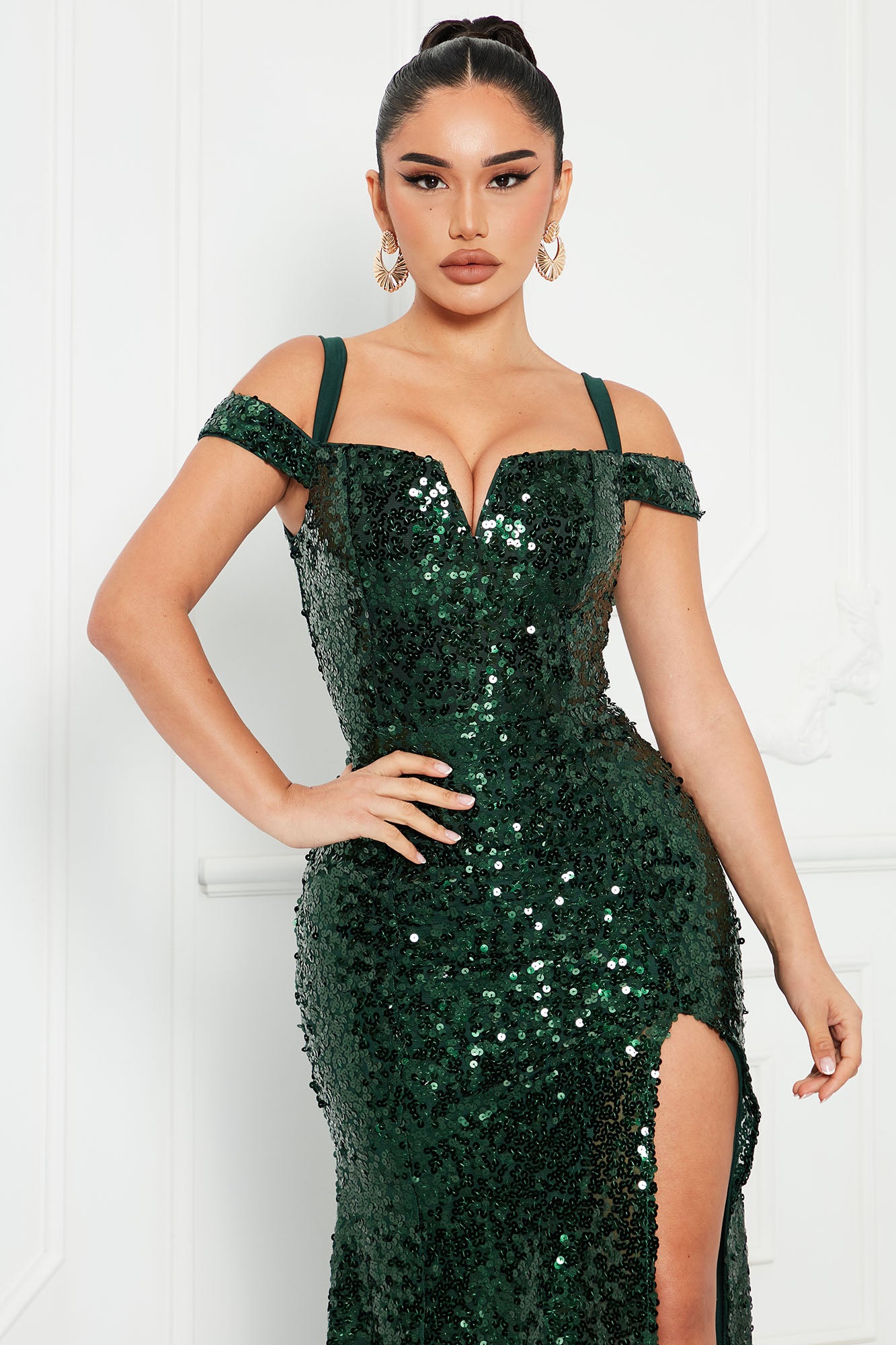 Champagne Please Sequin Maxi Dress - Emerald