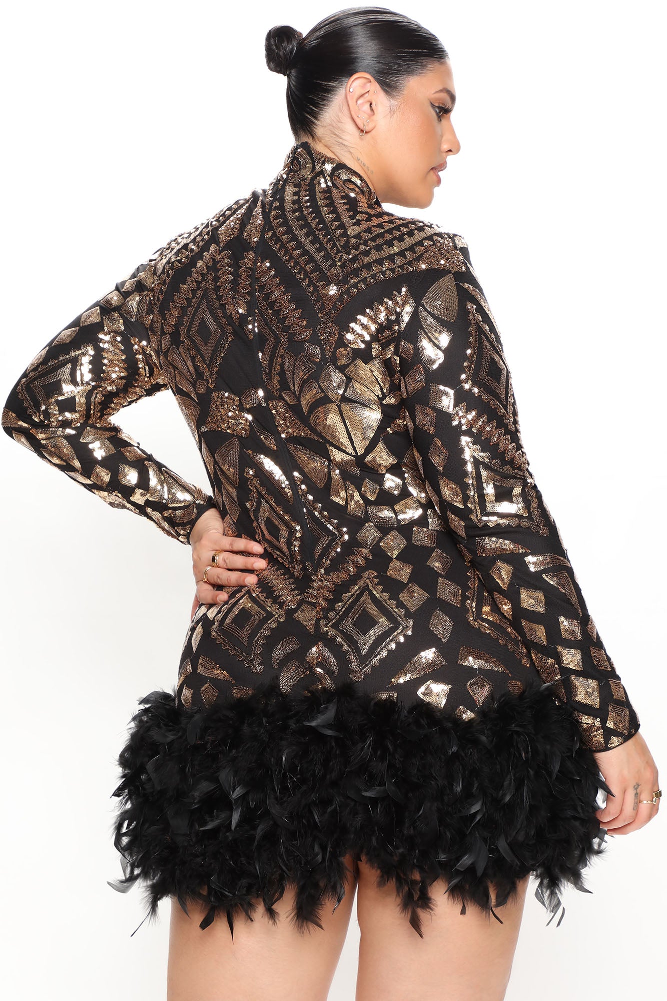 Carmina Sequin Mini Dress - Black/combo