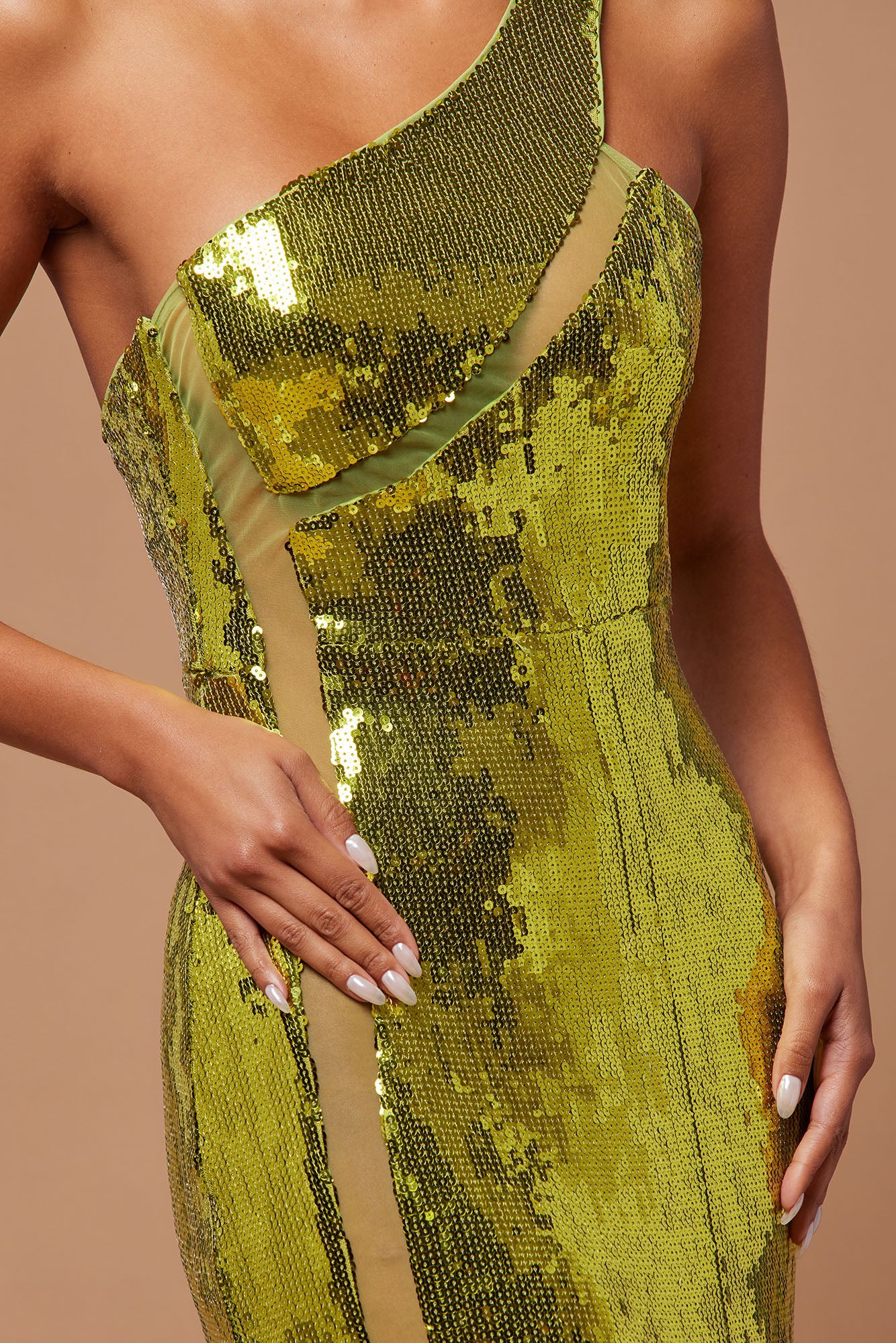 Aamira Sequin Gown - Chartreuse