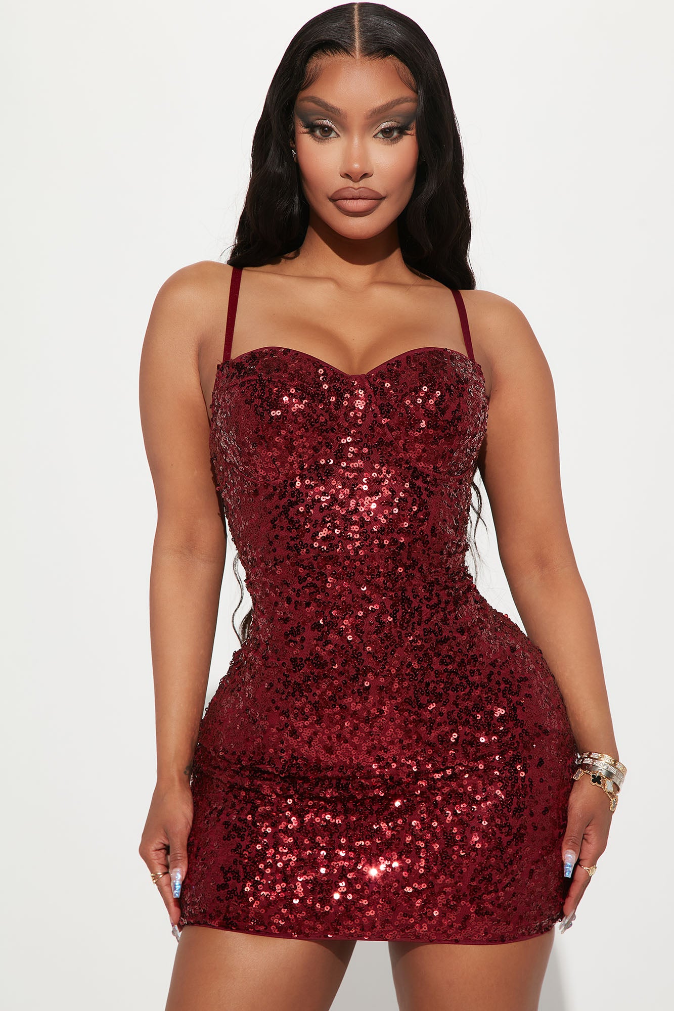 Arella's Bestie Sequin Mini Dress - Red