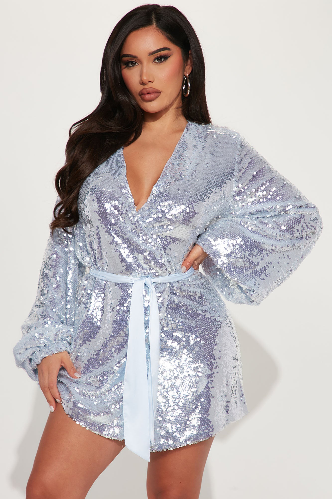 All Shine On Me Sequin Mini Dress - Blue