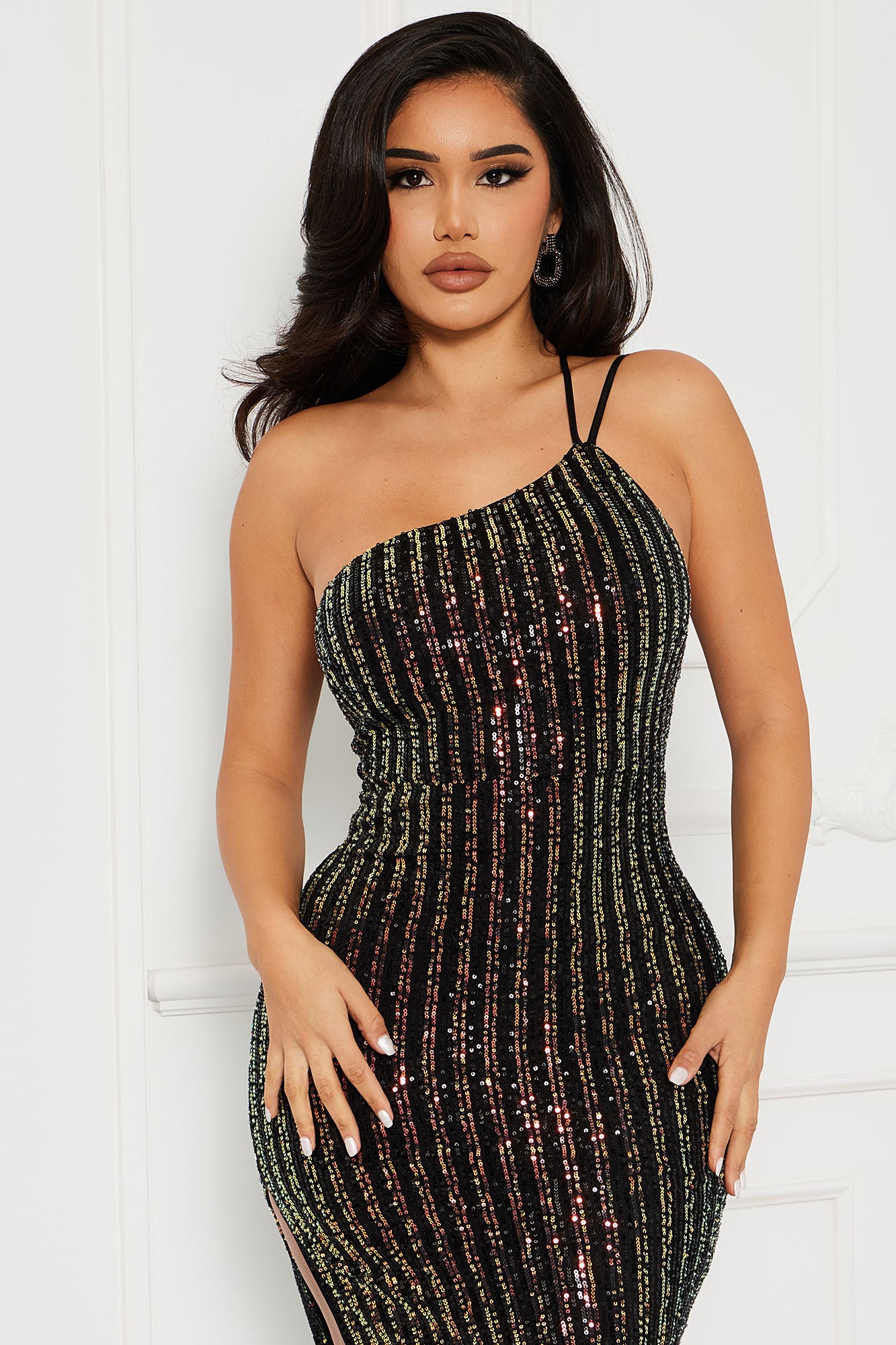 Champagne Bubbles Sequin Maxi Dress - Black/combo