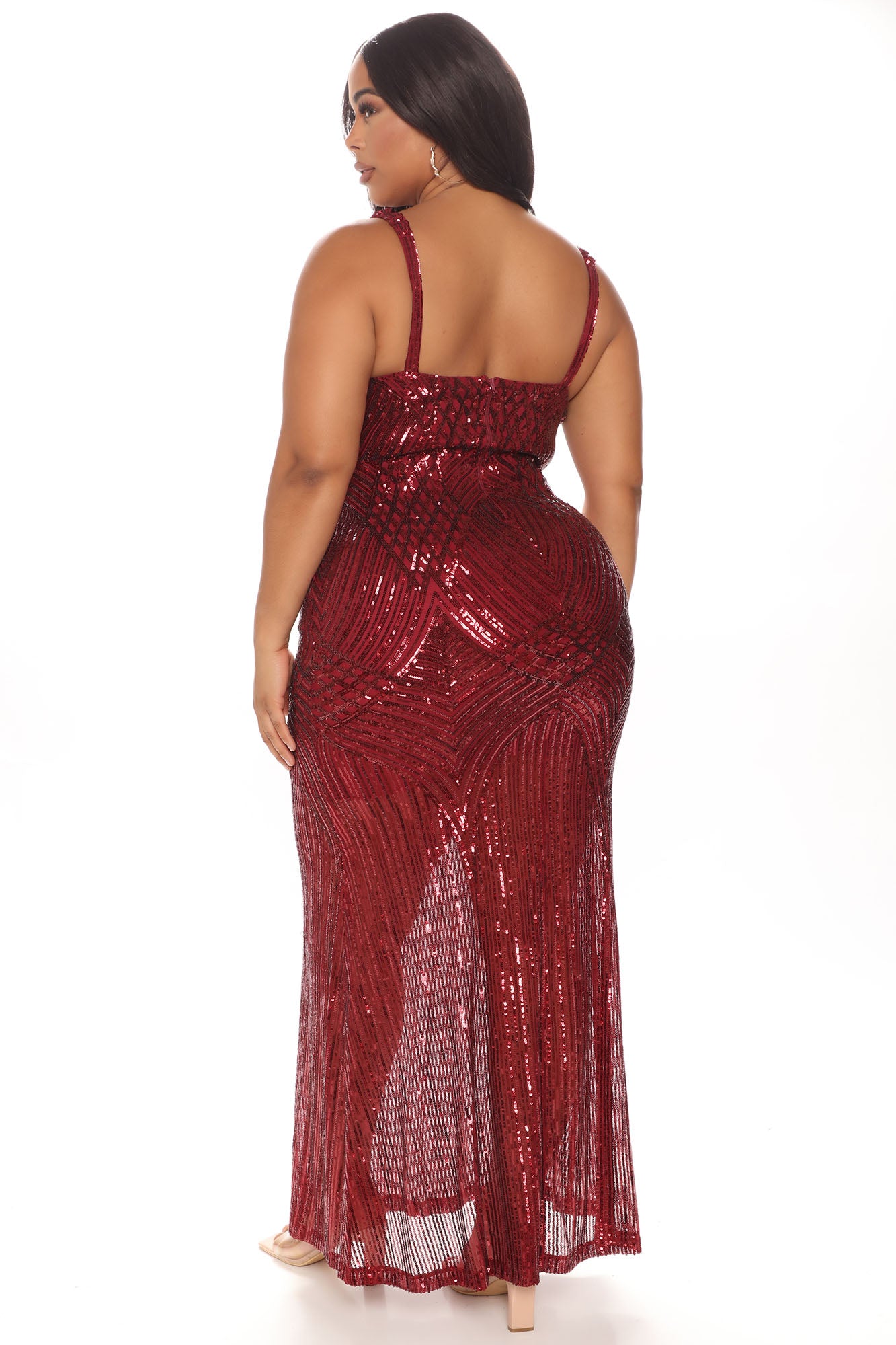 Celebrity Sequin Maxi Dress - Burgundy