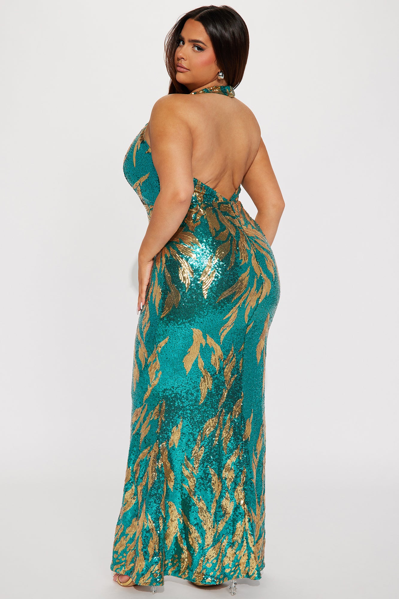 Chelsea Sequin Gown - Gold/Green