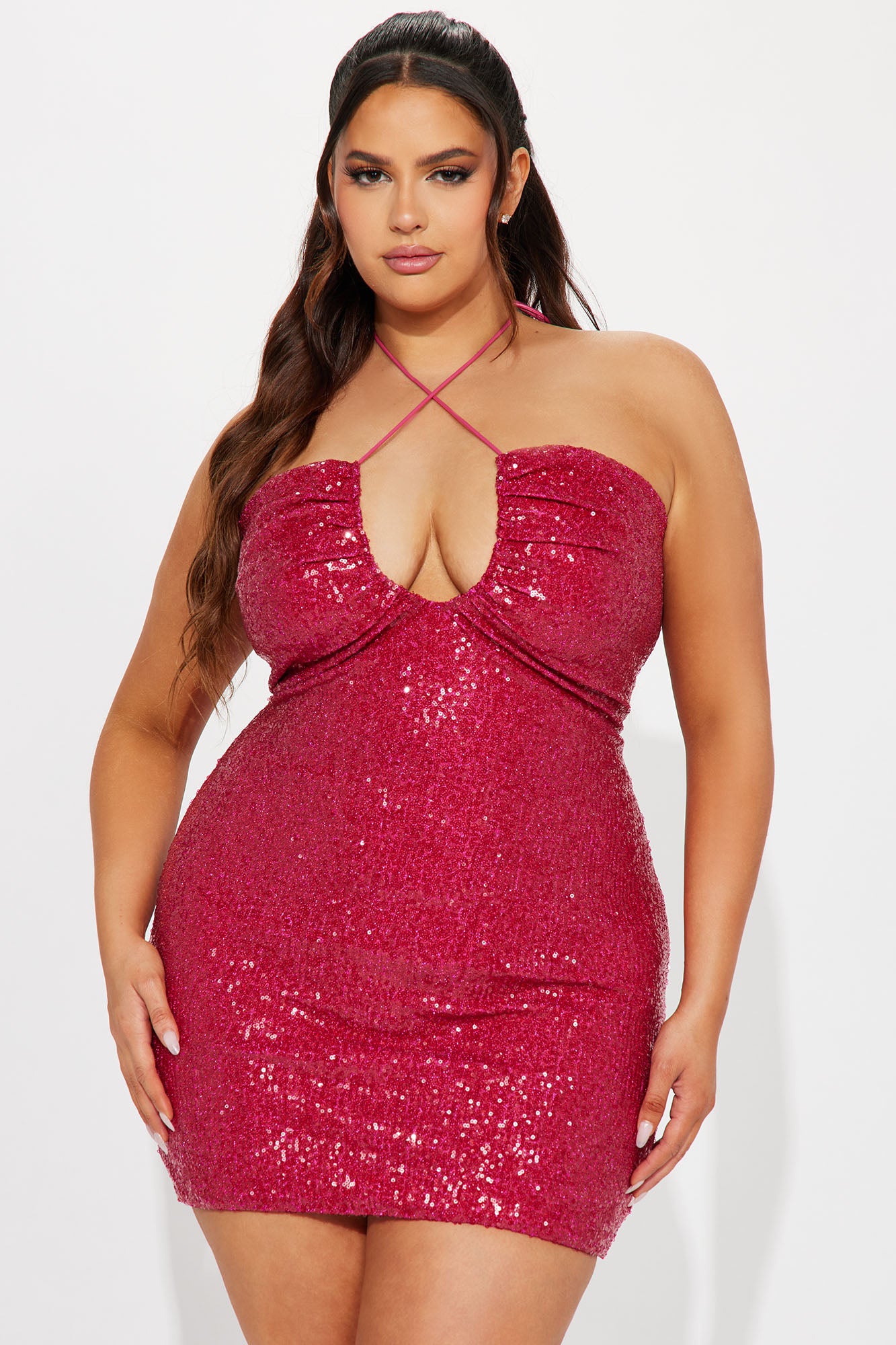 Audrey Sequin Mini Dress - Hot Pink