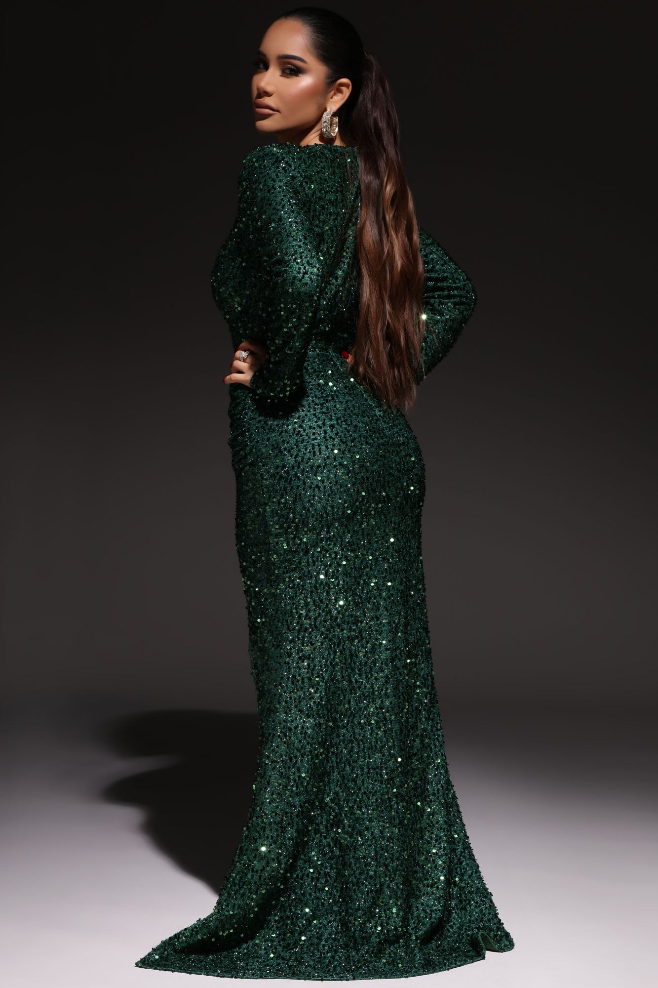 Bianca Sequin Maxi Dress - Green