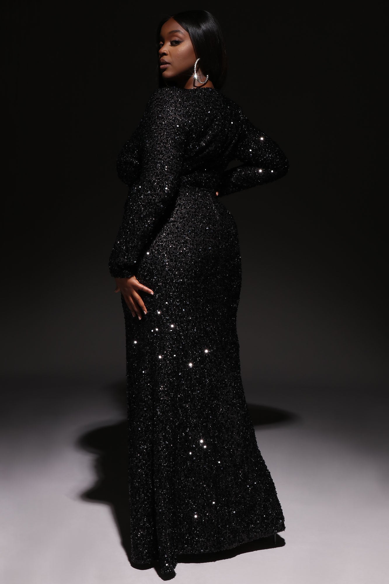 Bianca Sequin Maxi Dress - Black