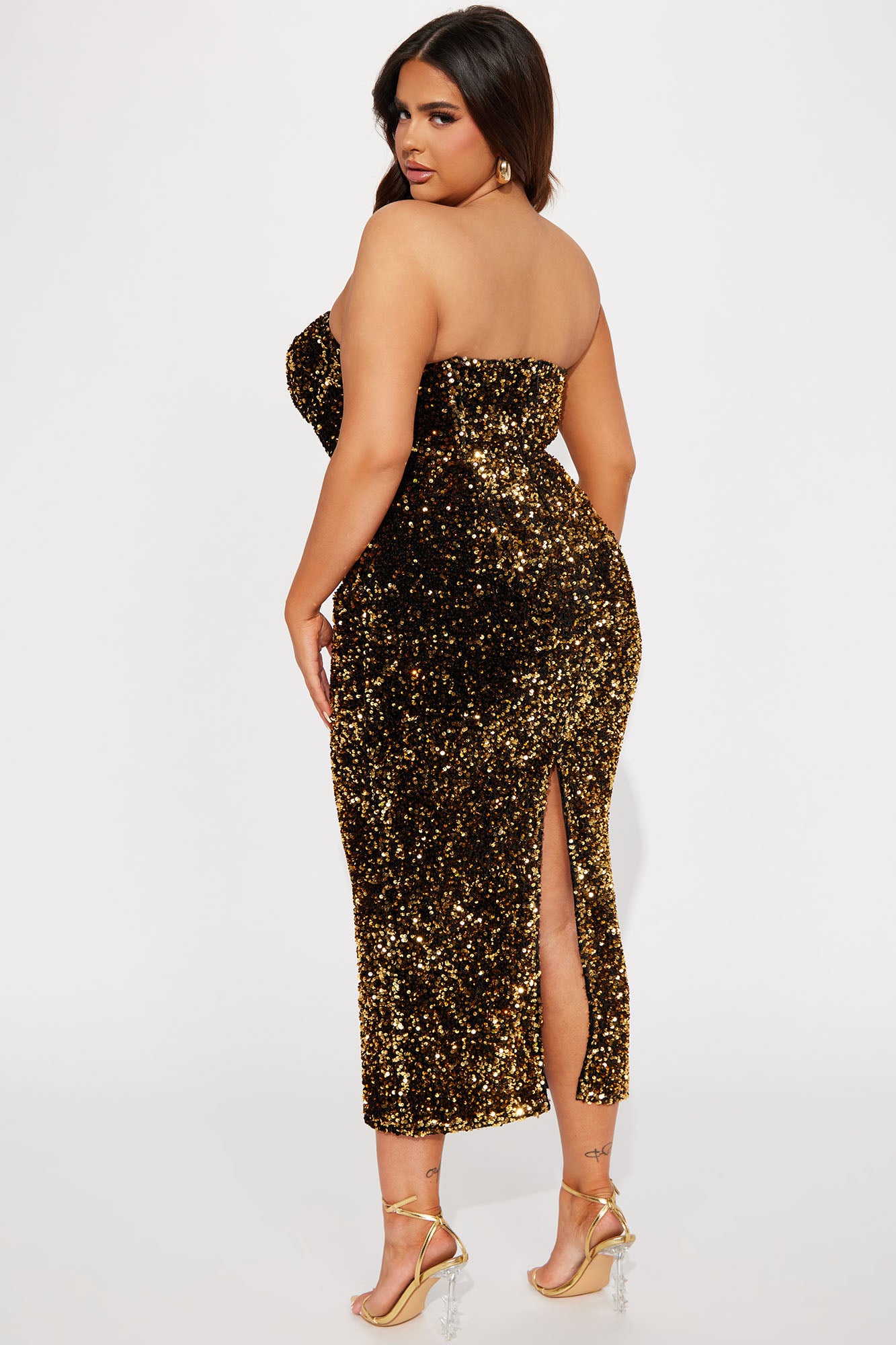 Becka Sequin Midi Dress - Gold/Black