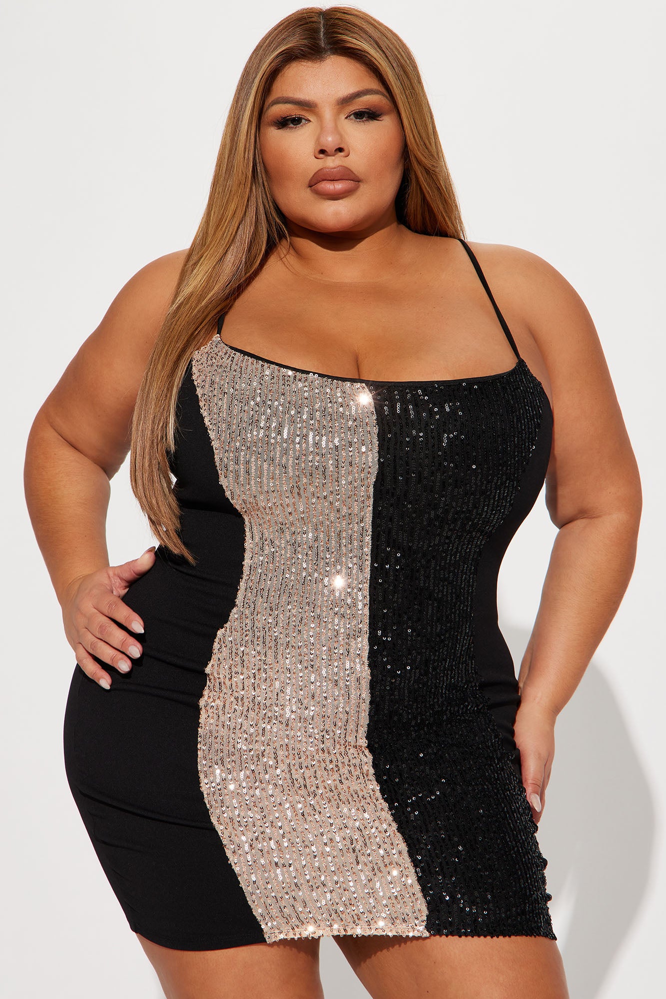 City Walk Sequin Mini Dress - Black/Gold