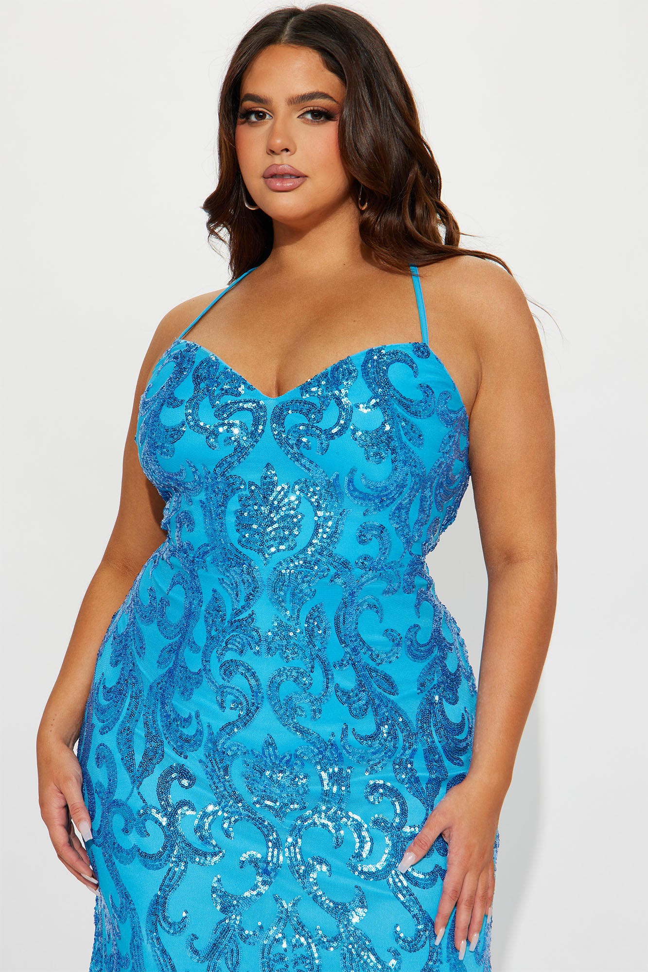 A Statement Sequin Maxi Gown - Blue