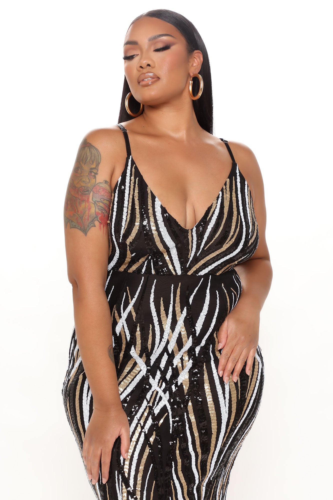 Celeb Status Sequin Maxi Dress - Black/combo