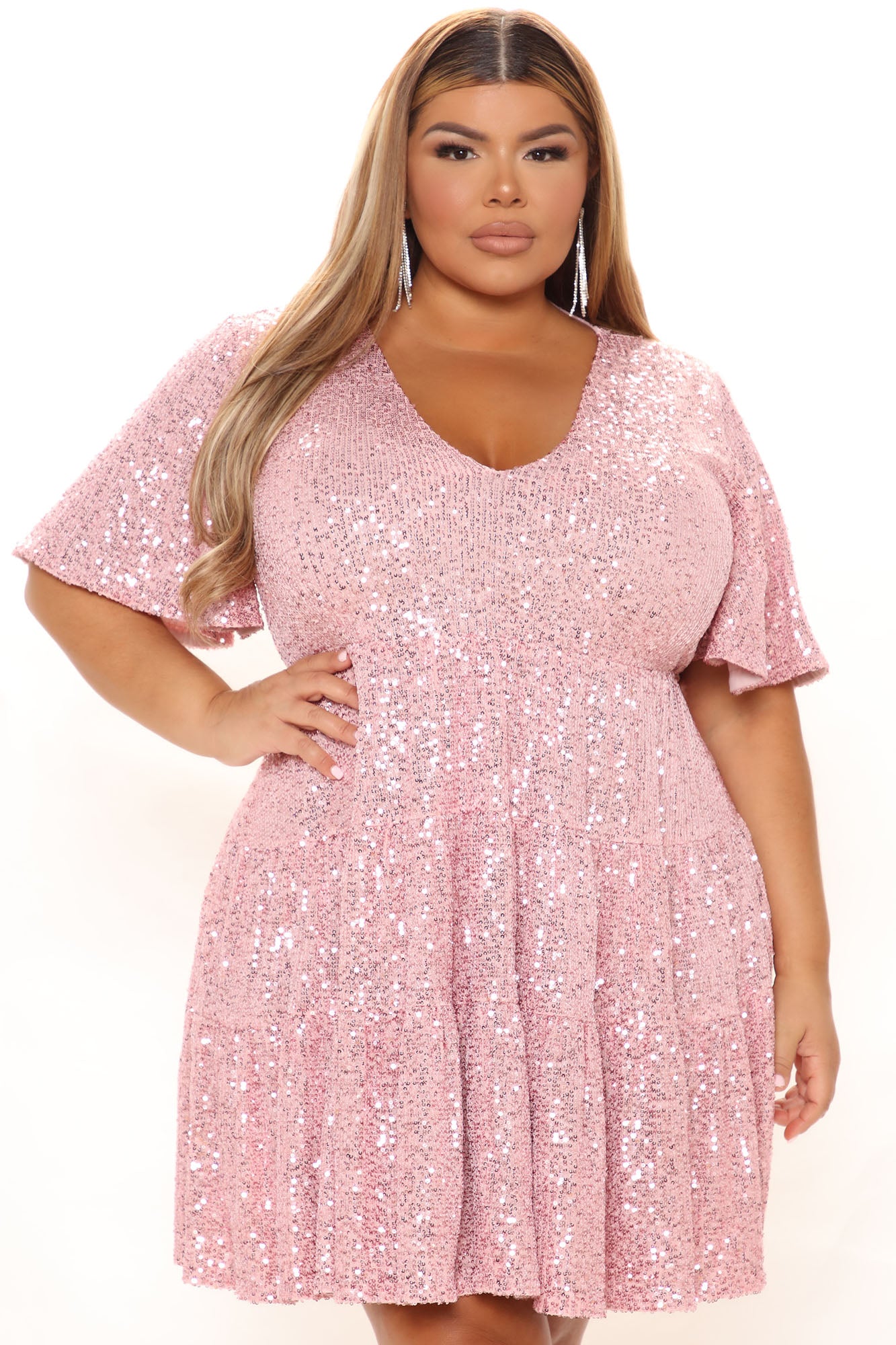 All Ready Sequin Mini Dress - Pink
