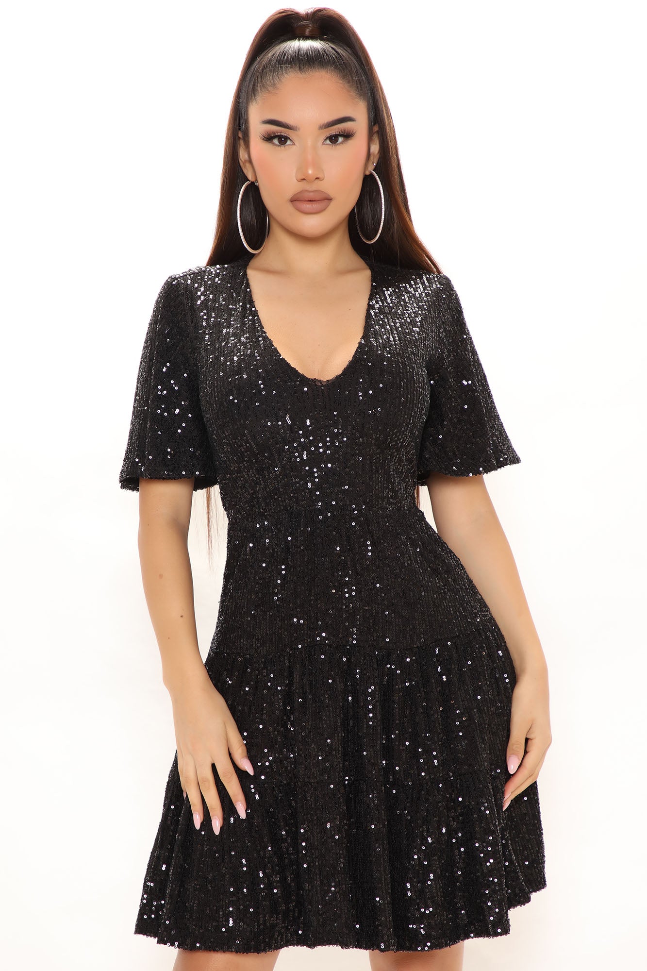 All Ready Sequin Mini Dress - Black