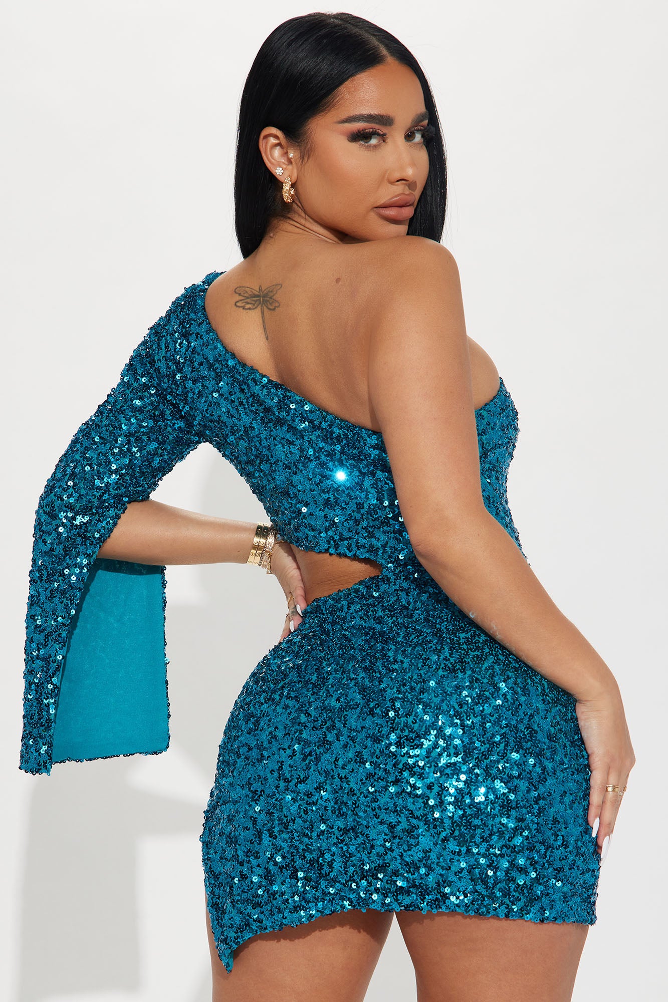 Amelia Sequin Mini Dress - Turquoise