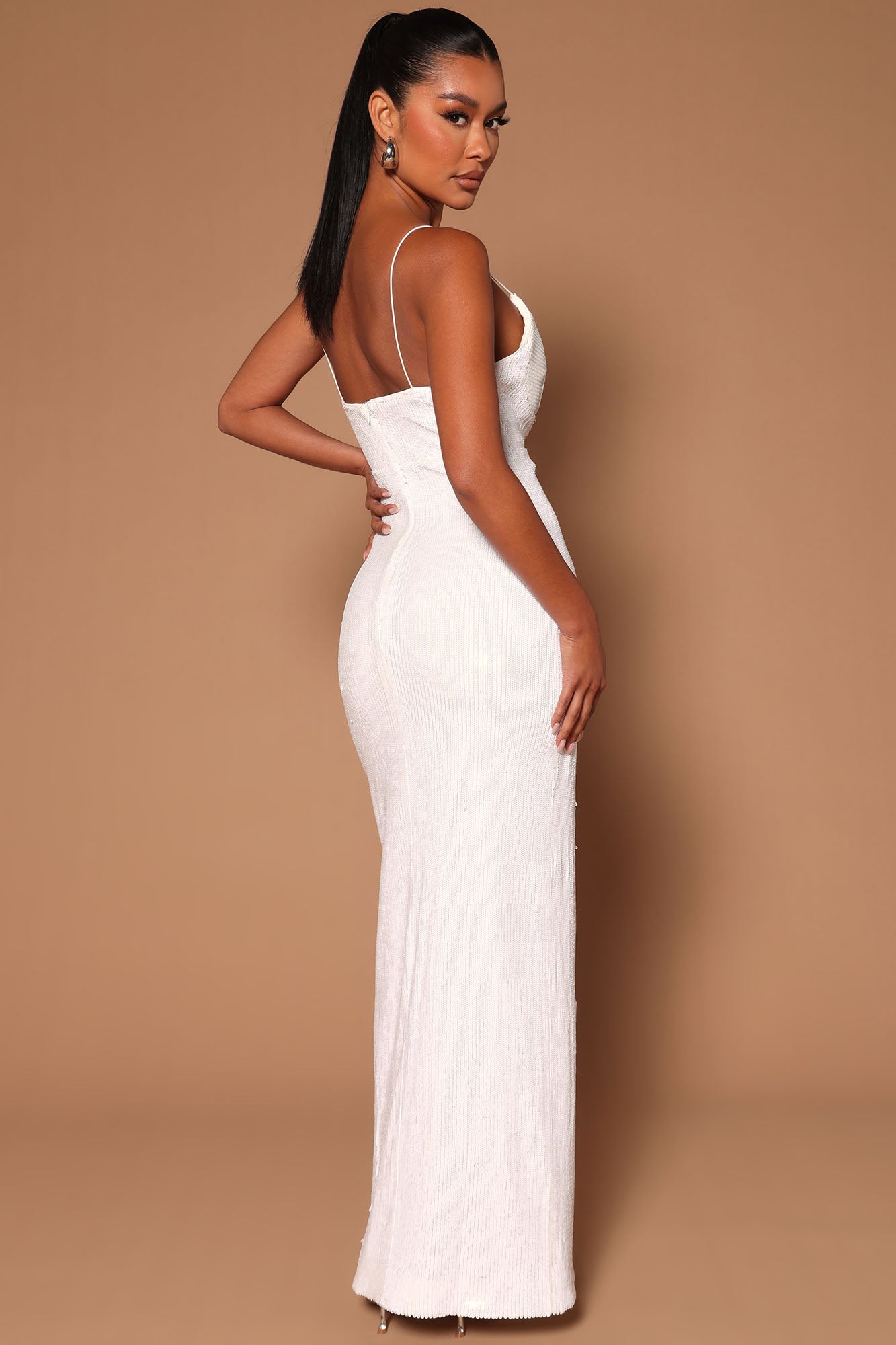Corinne Sequin Maxi Dress - White