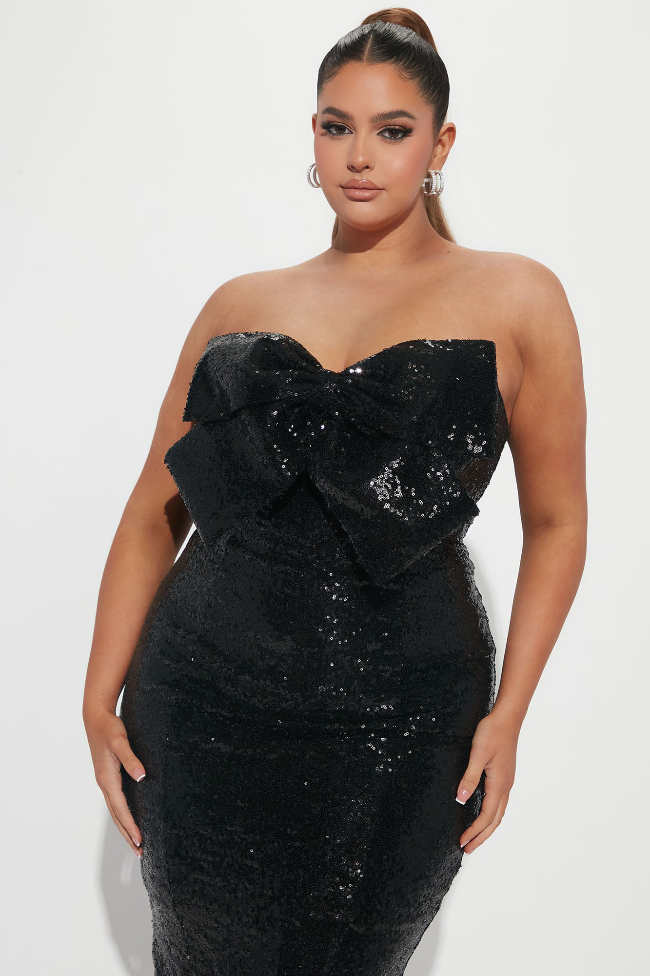 Bow Down Midi Dress - Black