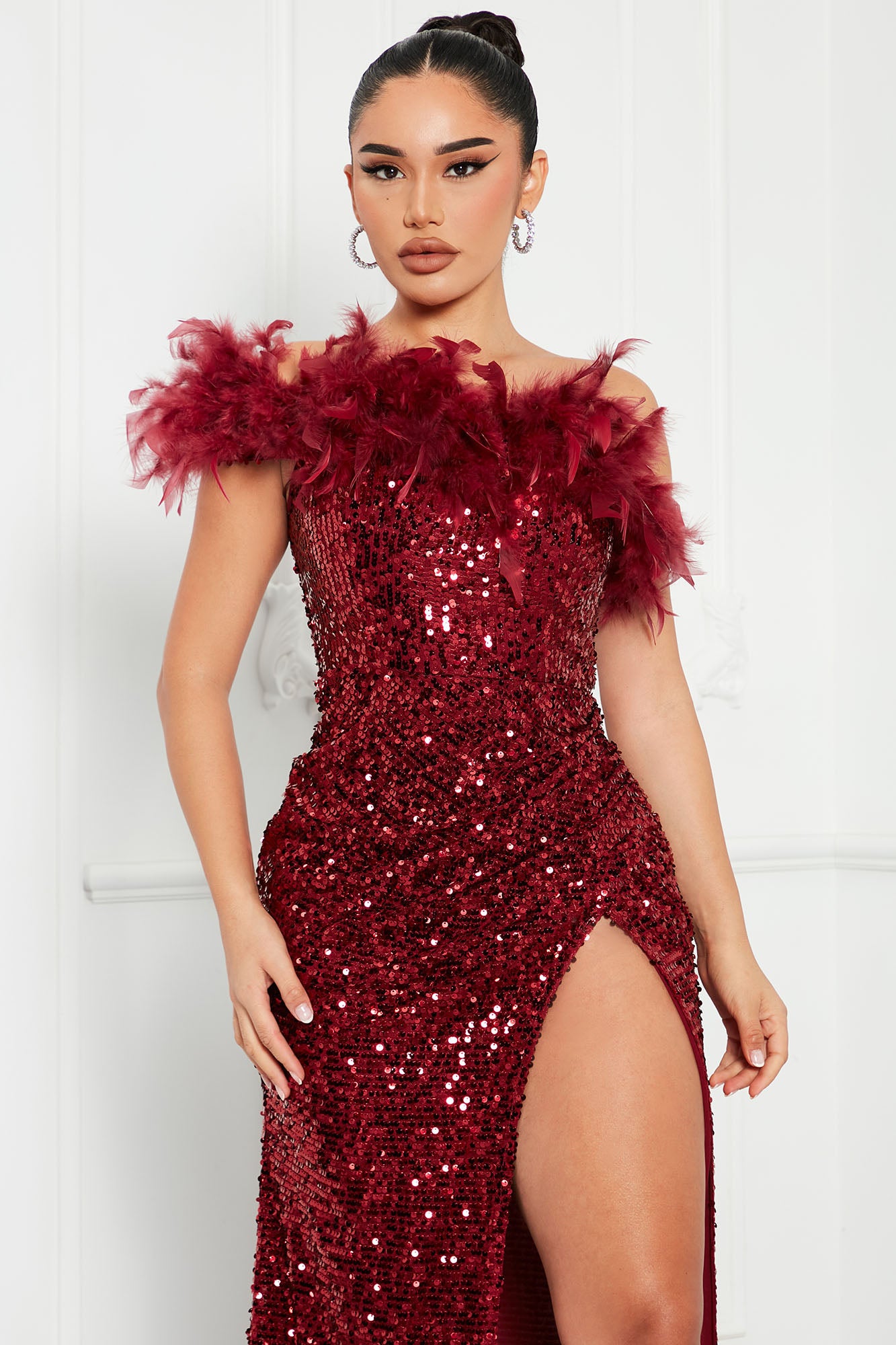 Best Nights Sequin Maxi Dress - Burgundy