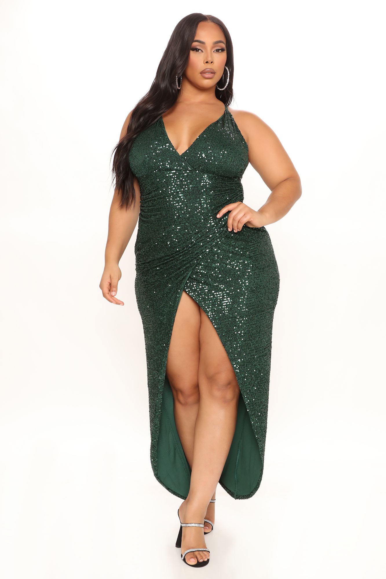 Champagne Taste Sequin Maxi Dress - Hunter