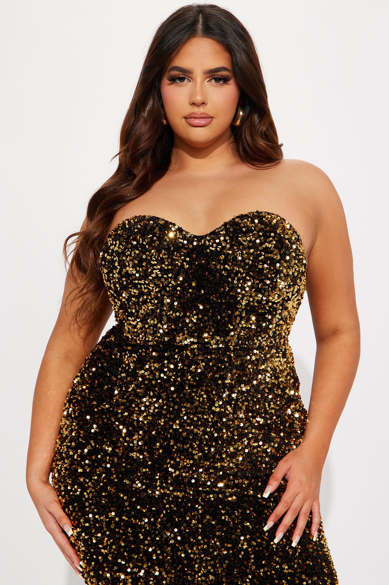 Becka Sequin Midi Dress - Gold/Black