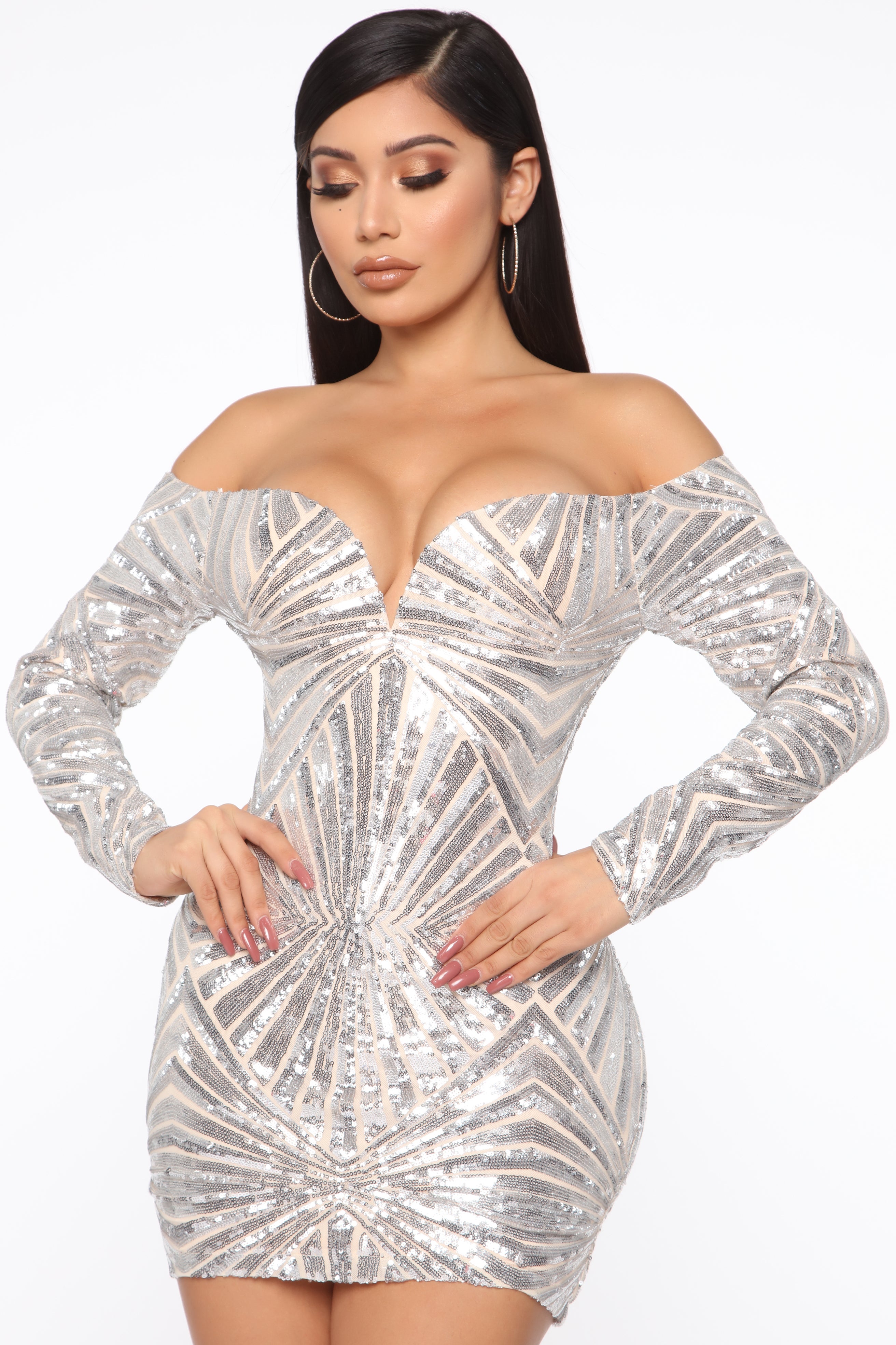 Attention On Me Sequin Mini Dress - Silver