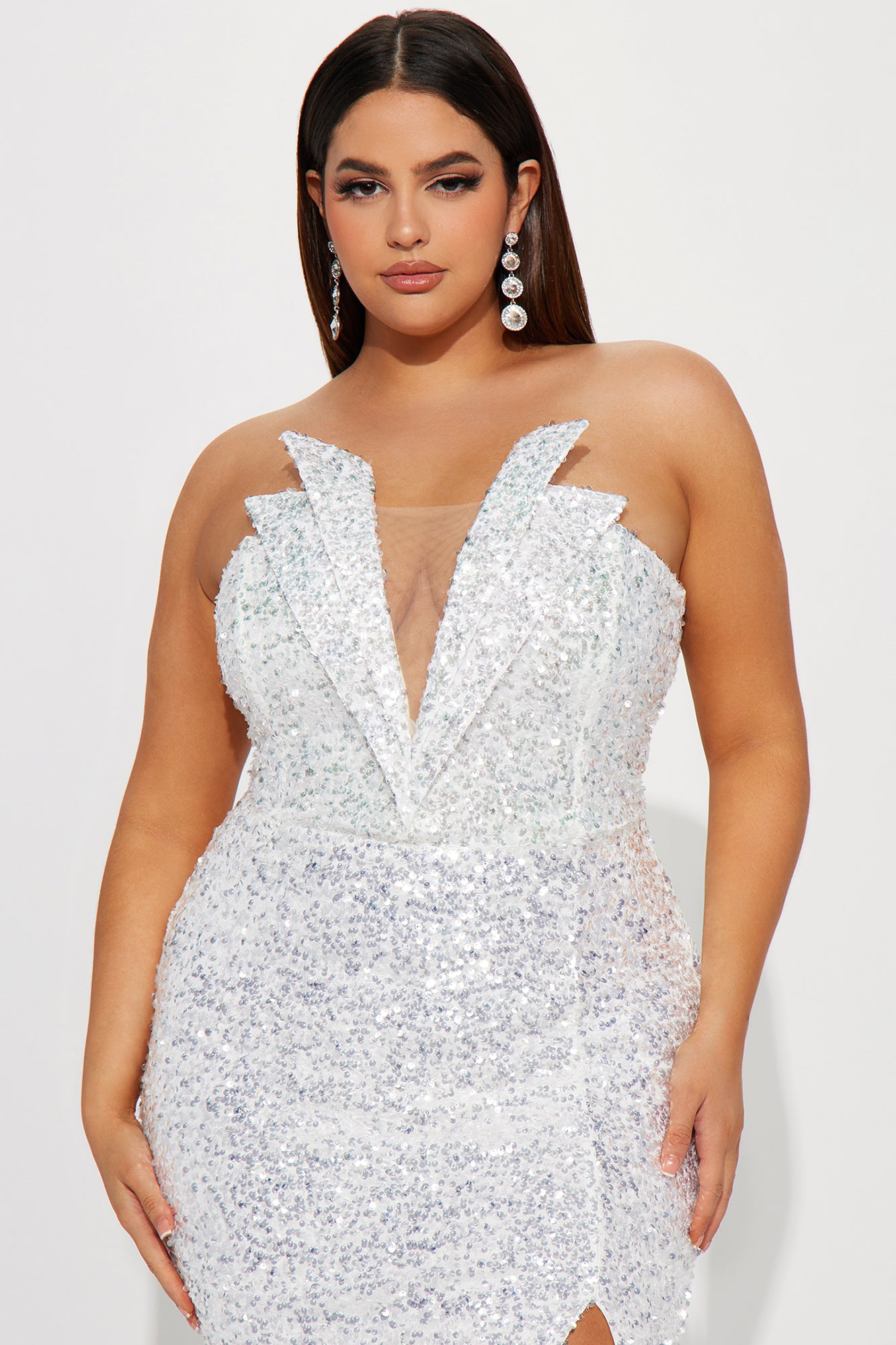 Bring The Drama Sequin Maxi Dress - White