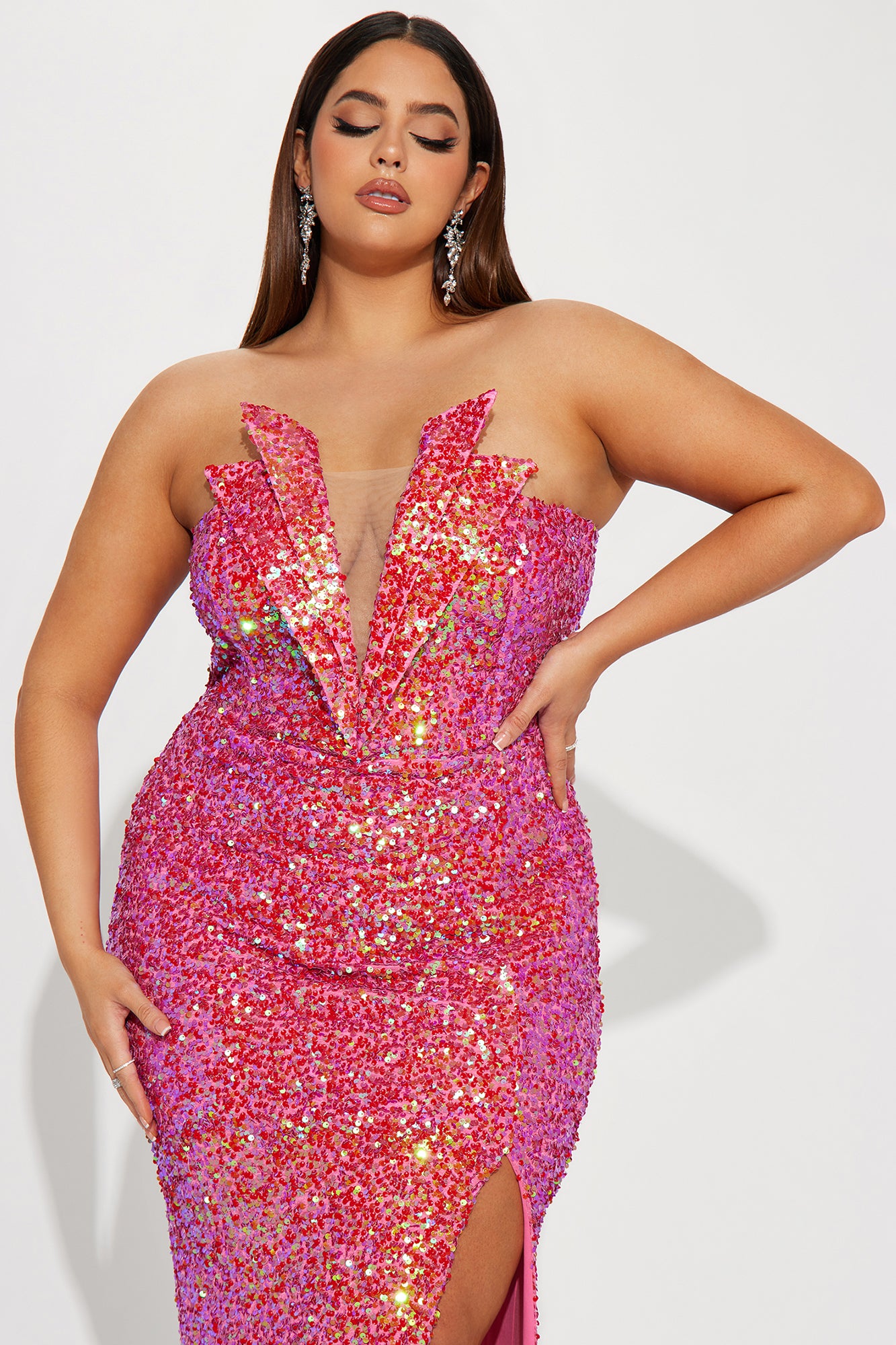 Bring The Drama Sequin Maxi Dress - Fuchsia