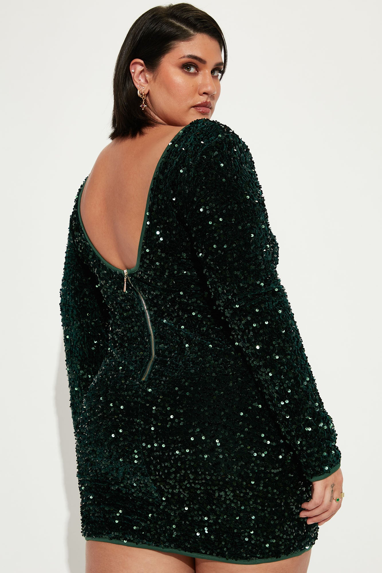 All That Glitz Sequin Mini Dress - Green