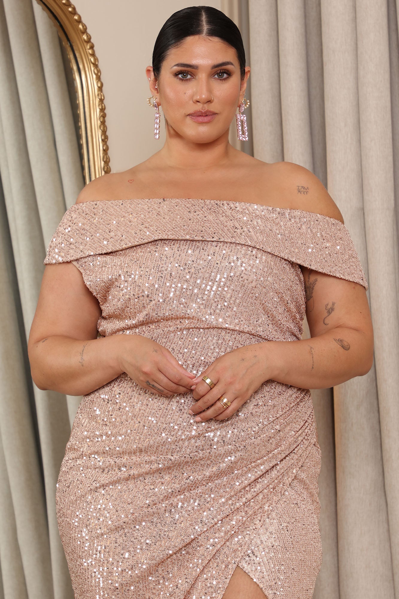 Almost Famous Sequin Maxi Dress - Champagne