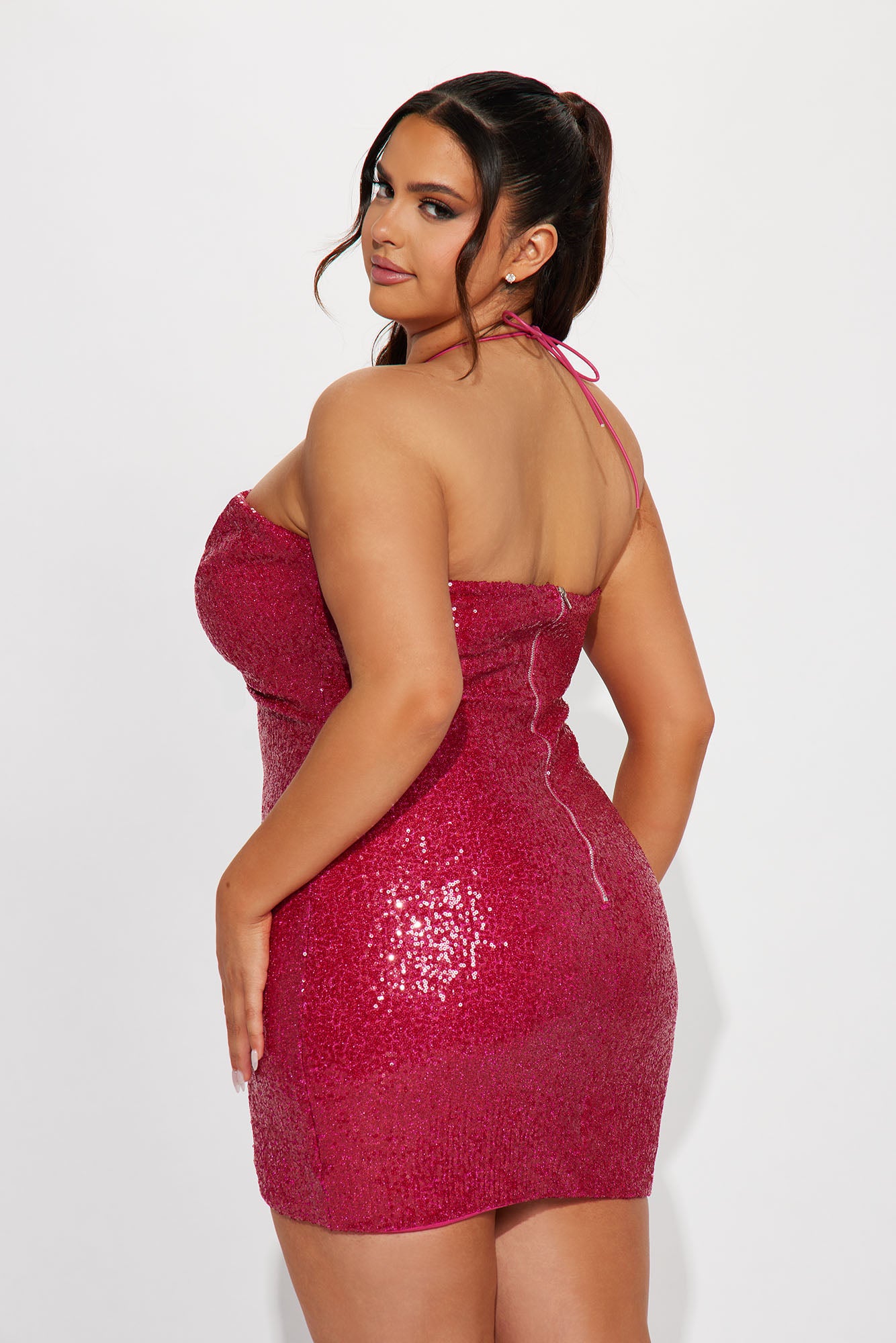 Audrey Sequin Mini Dress - Hot Pink