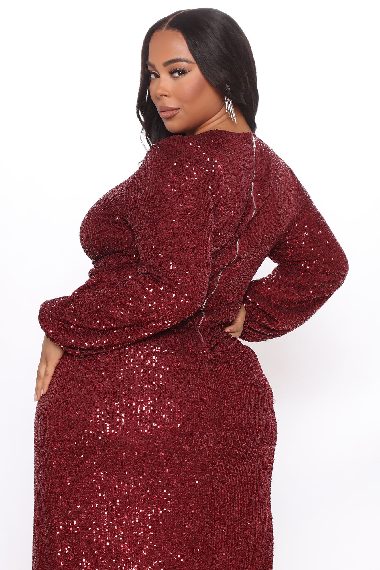 Betting On You Sequin Maxi Dress - Burgundy