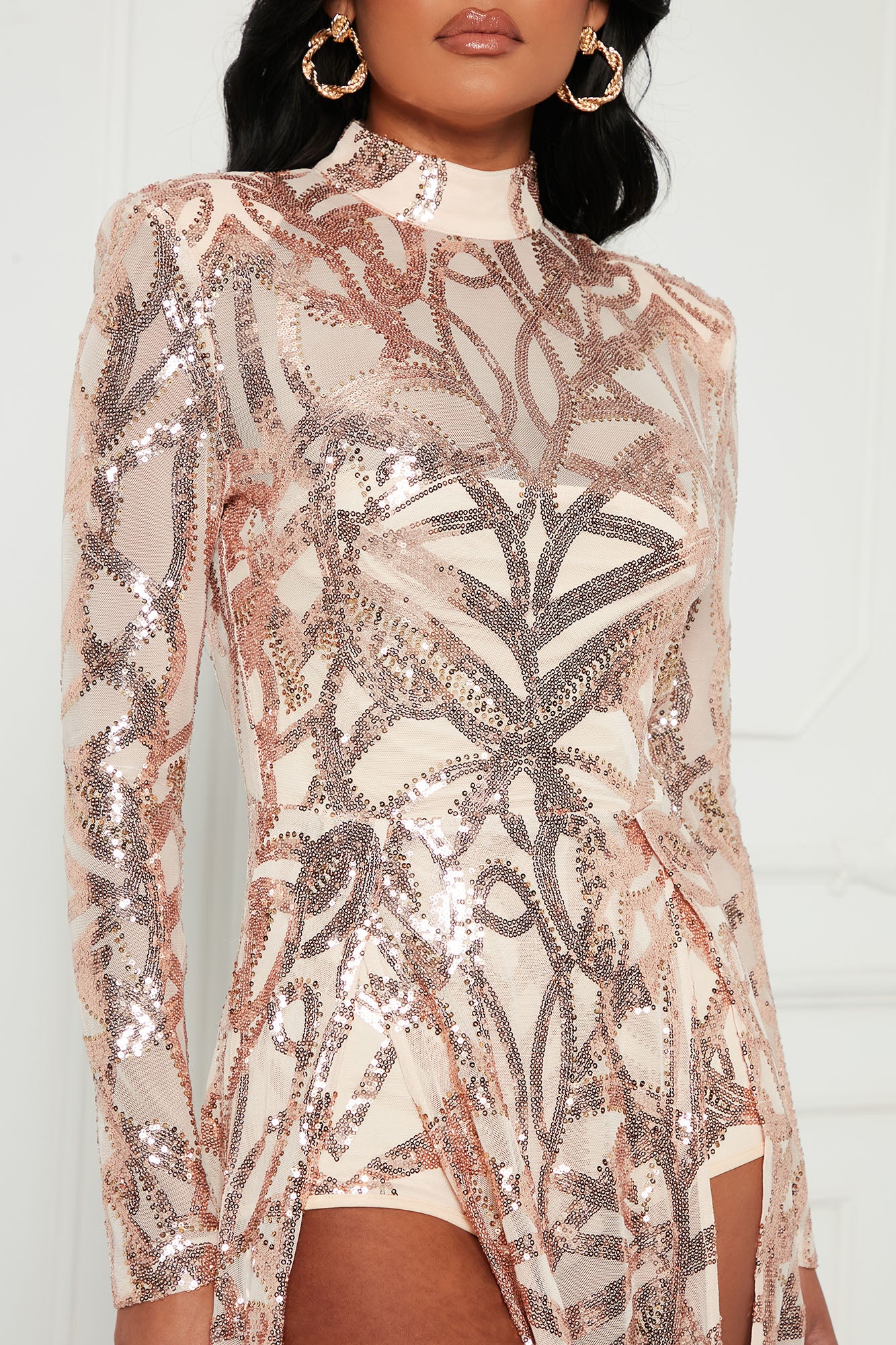 Carina Sequin Maxi Dress - Rose Gold