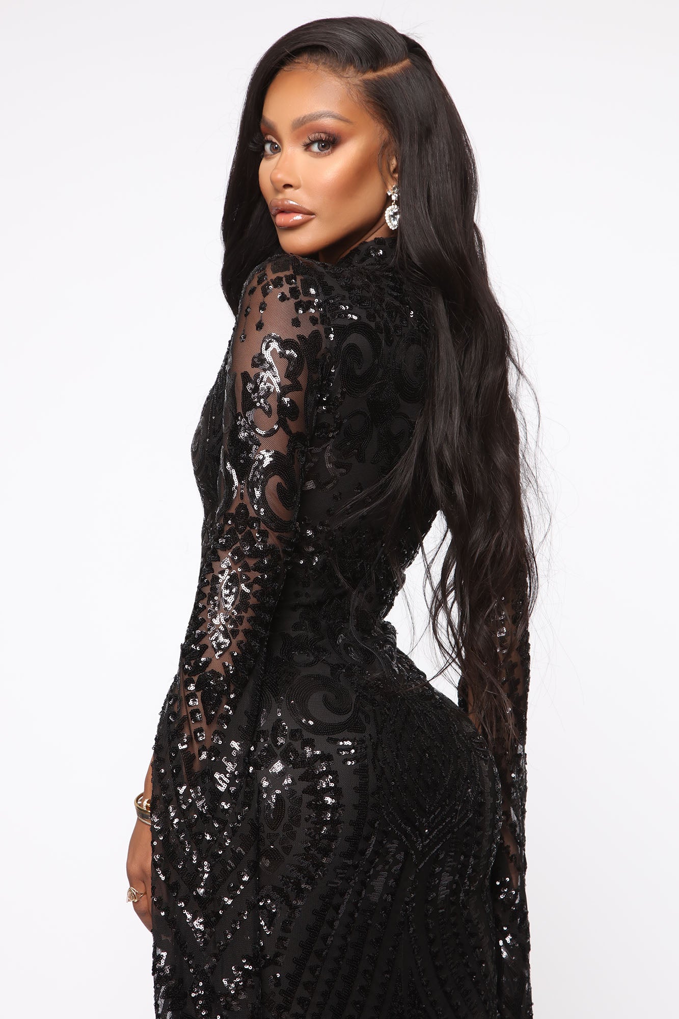 Award Collecting Sequin Maxi Gown - Black