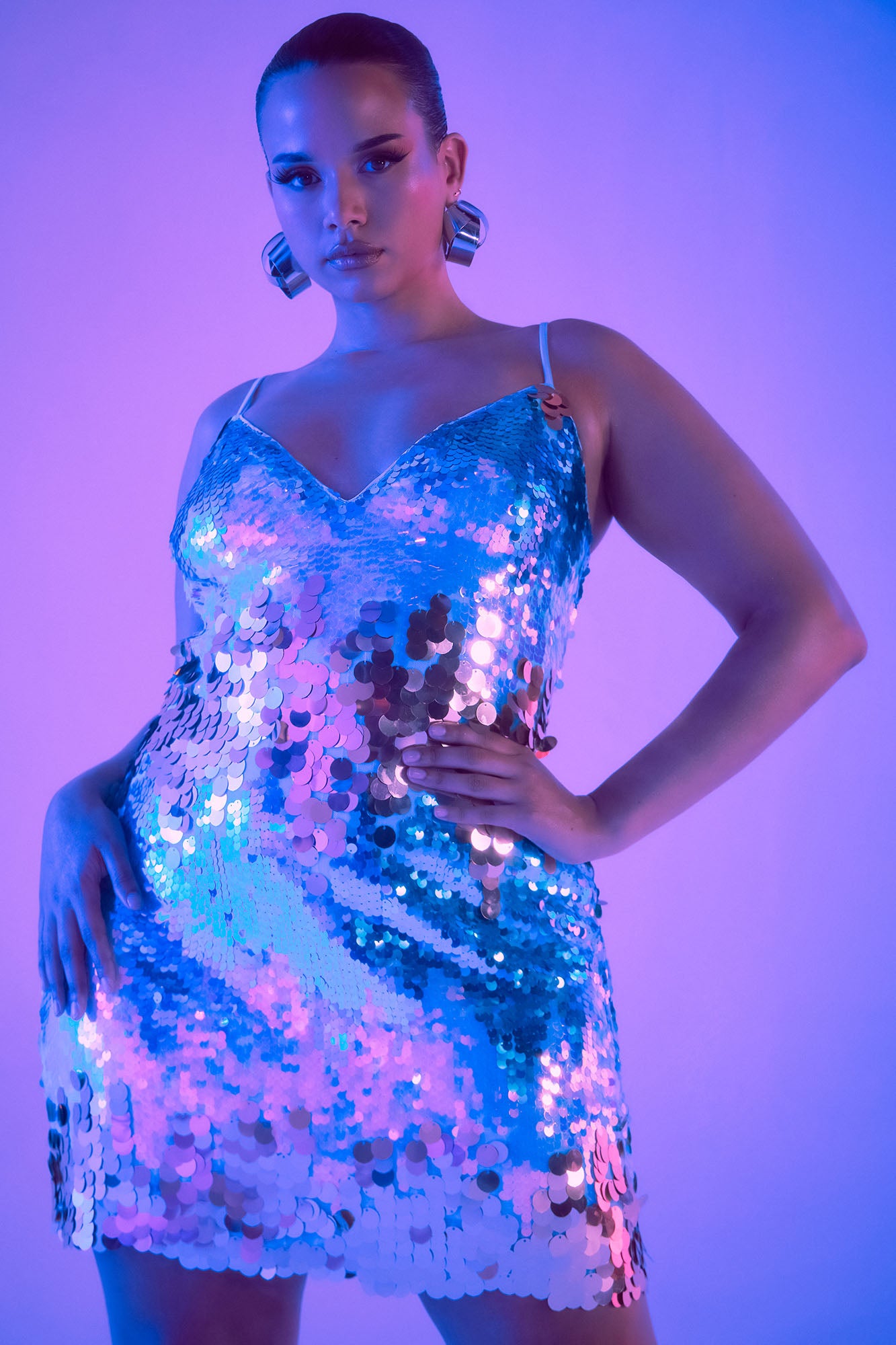 Cabo Disco Sequin Mini Dress - Aqua/Combo