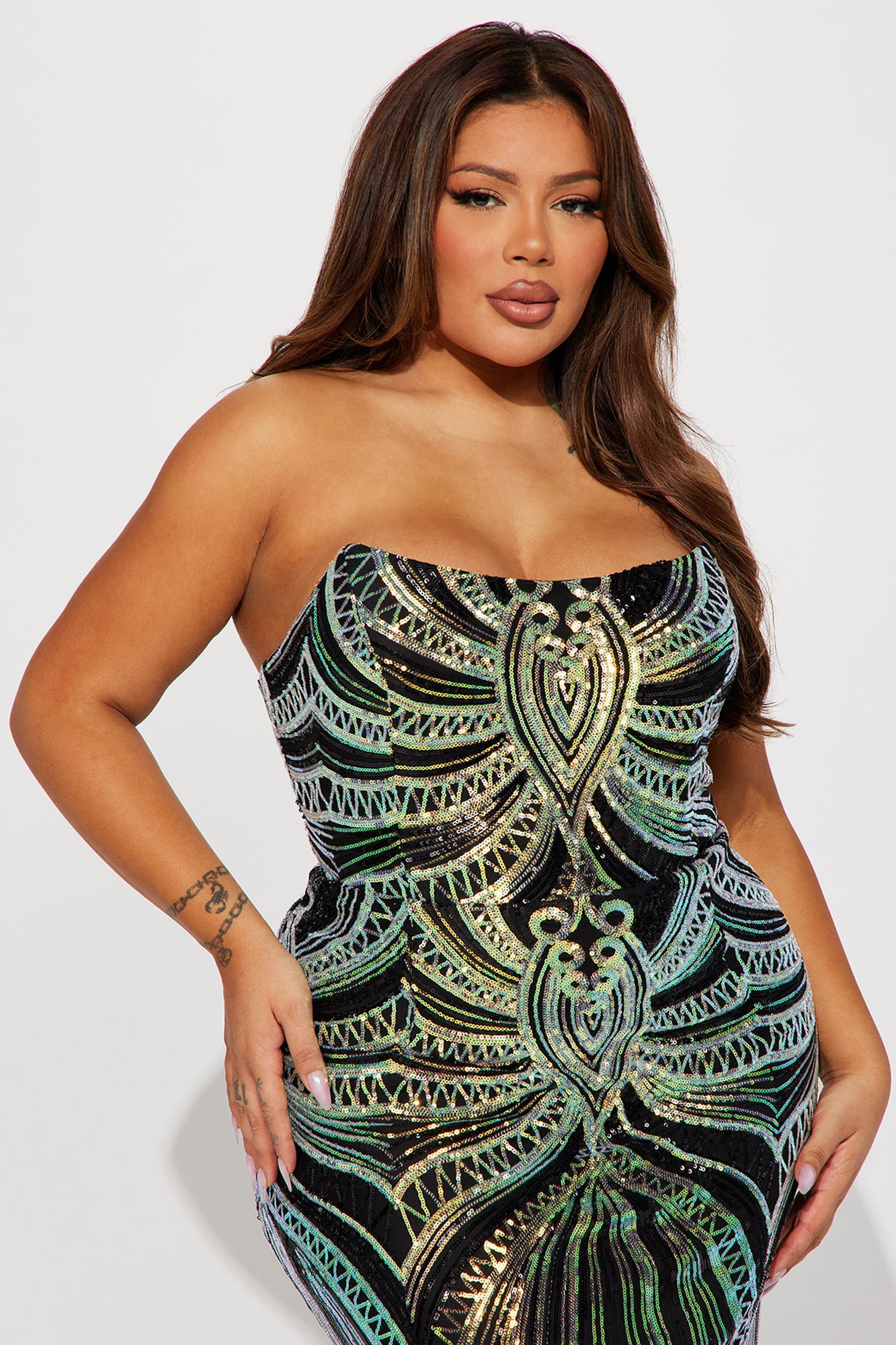 Briana Sequin Gown - Black/combo