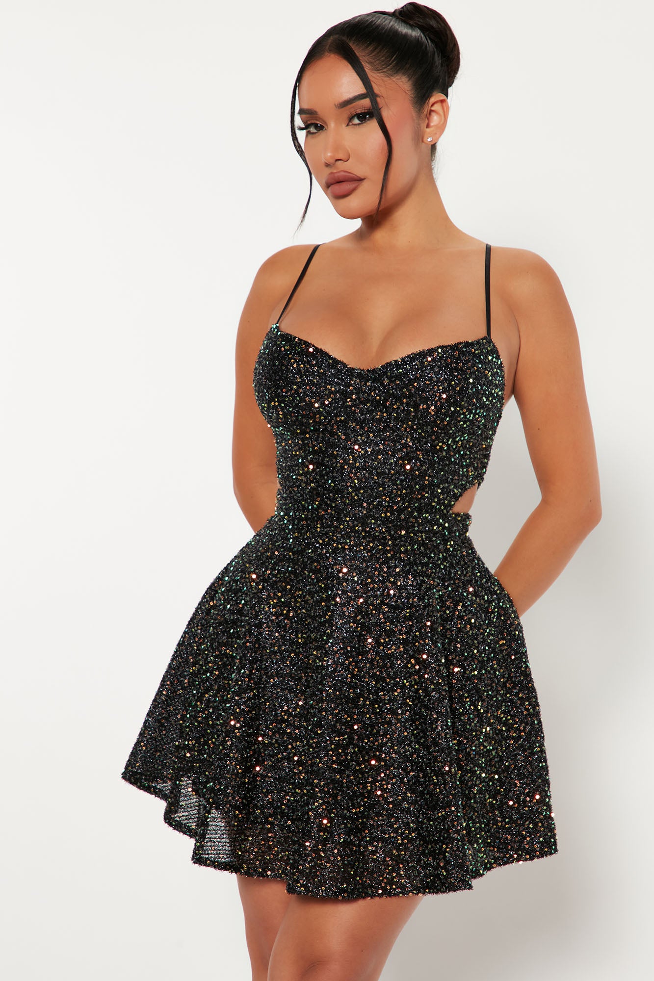 Always Cute Sequin Mini Dress - Black